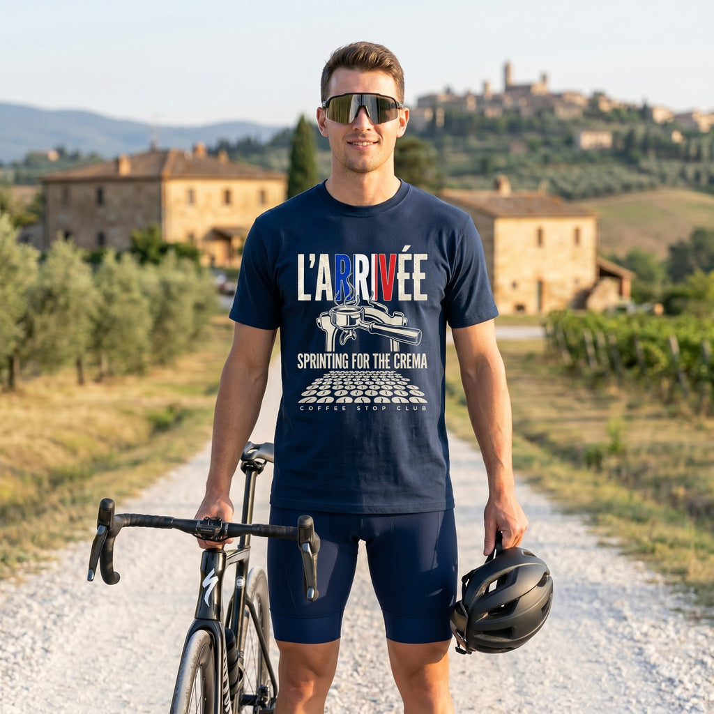L'Arrivée TdF Cycling T-Shirt — True Navy lifestyle