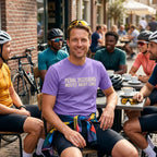 Pedal Decisicions Cycling T-Shirt — Violet lifestyle
