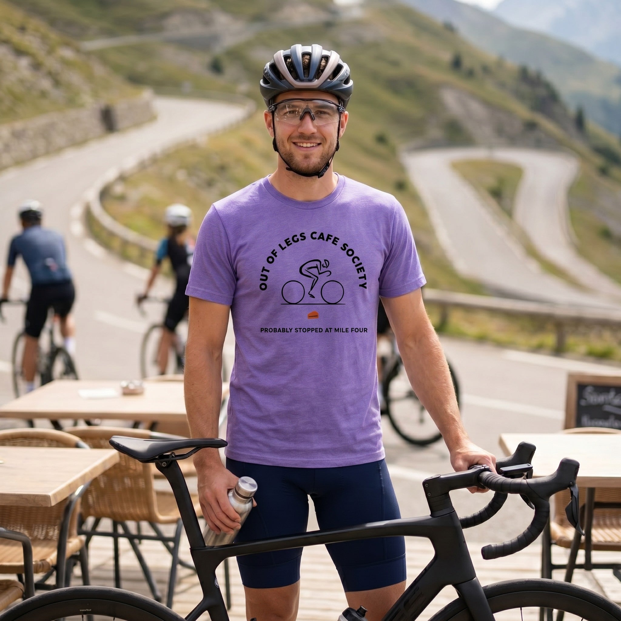 Out of Legs Society Cyclist T-Shirt — Violet lifestyle