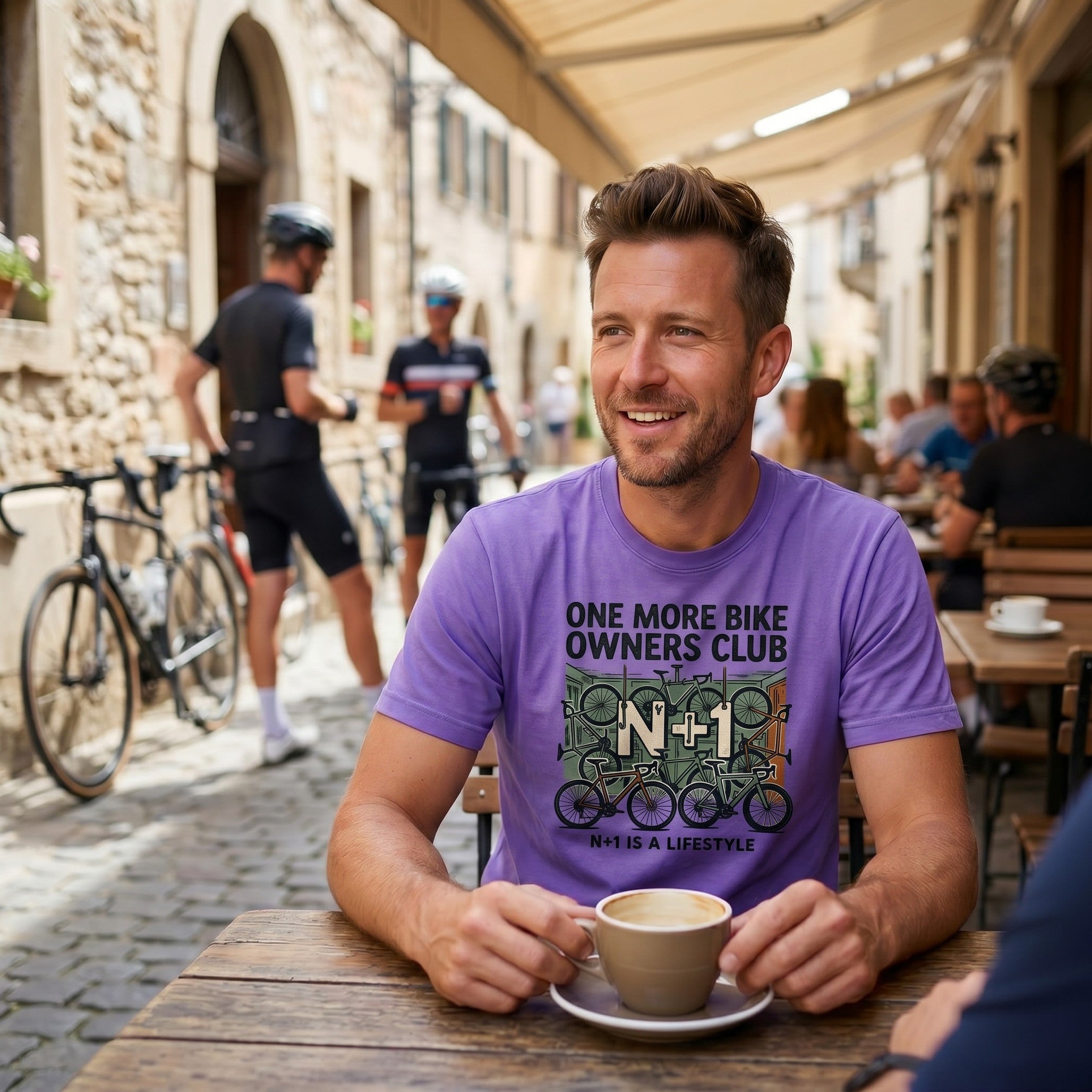 One More Bike N+1 T-Shirt — Violet lifestyle