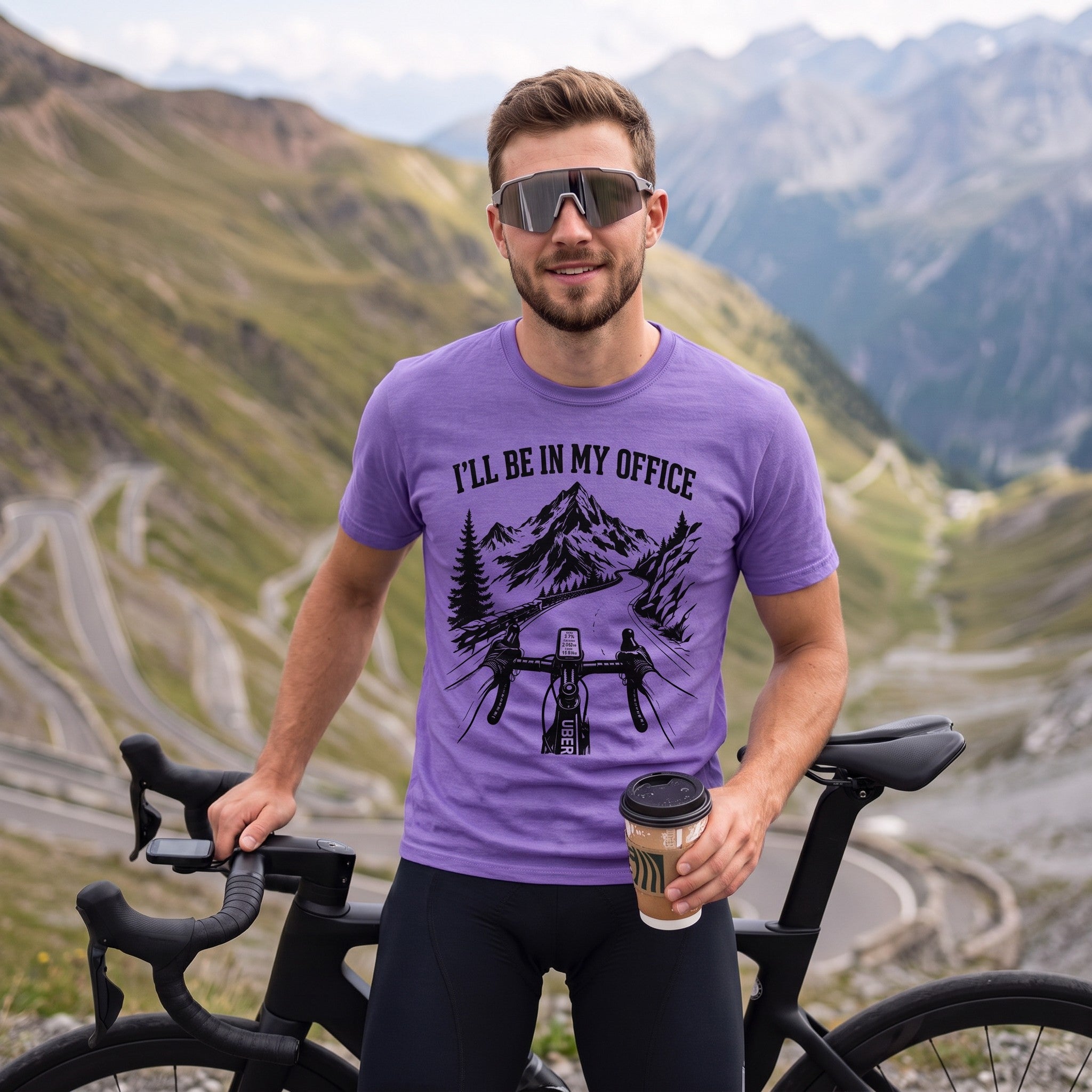 I'll Be In My Office Bike T‑Shirt — Violet lifestyle