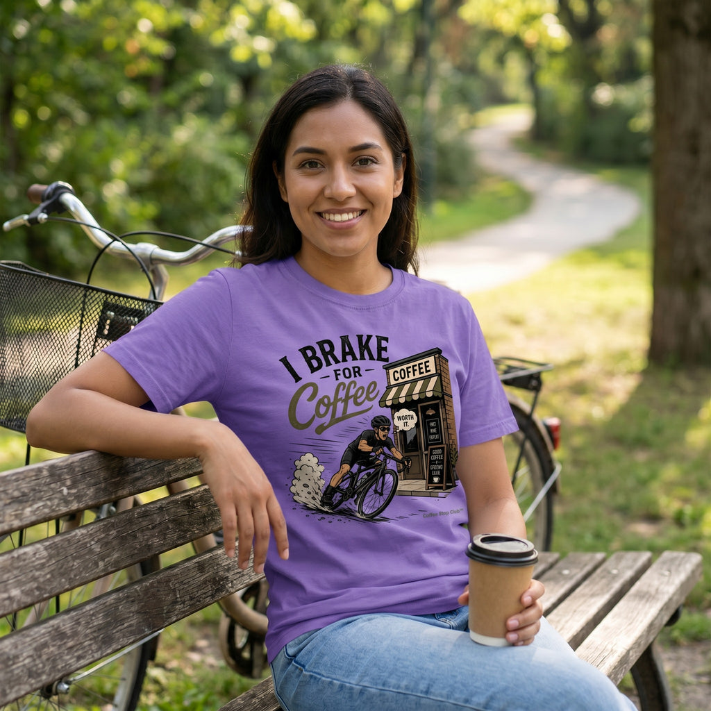 Big Brake For Coffee T-Shirt — Violet lifestyle
