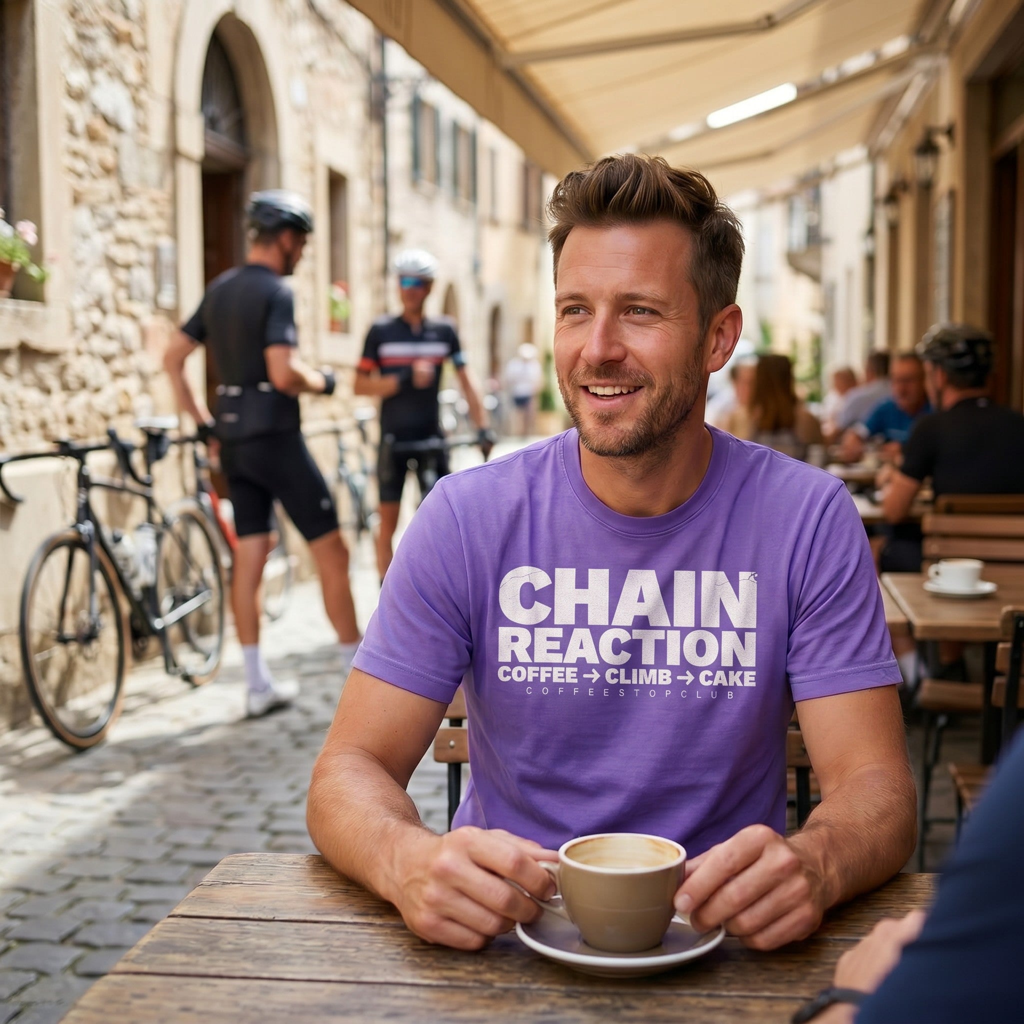 Chain Reaction T‑Shirt — Violet lifestyle