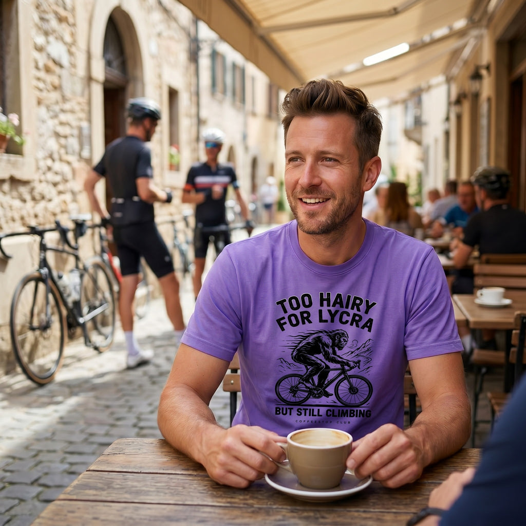 Too Hairy Cycling T-Shirt — Violet lifestyle