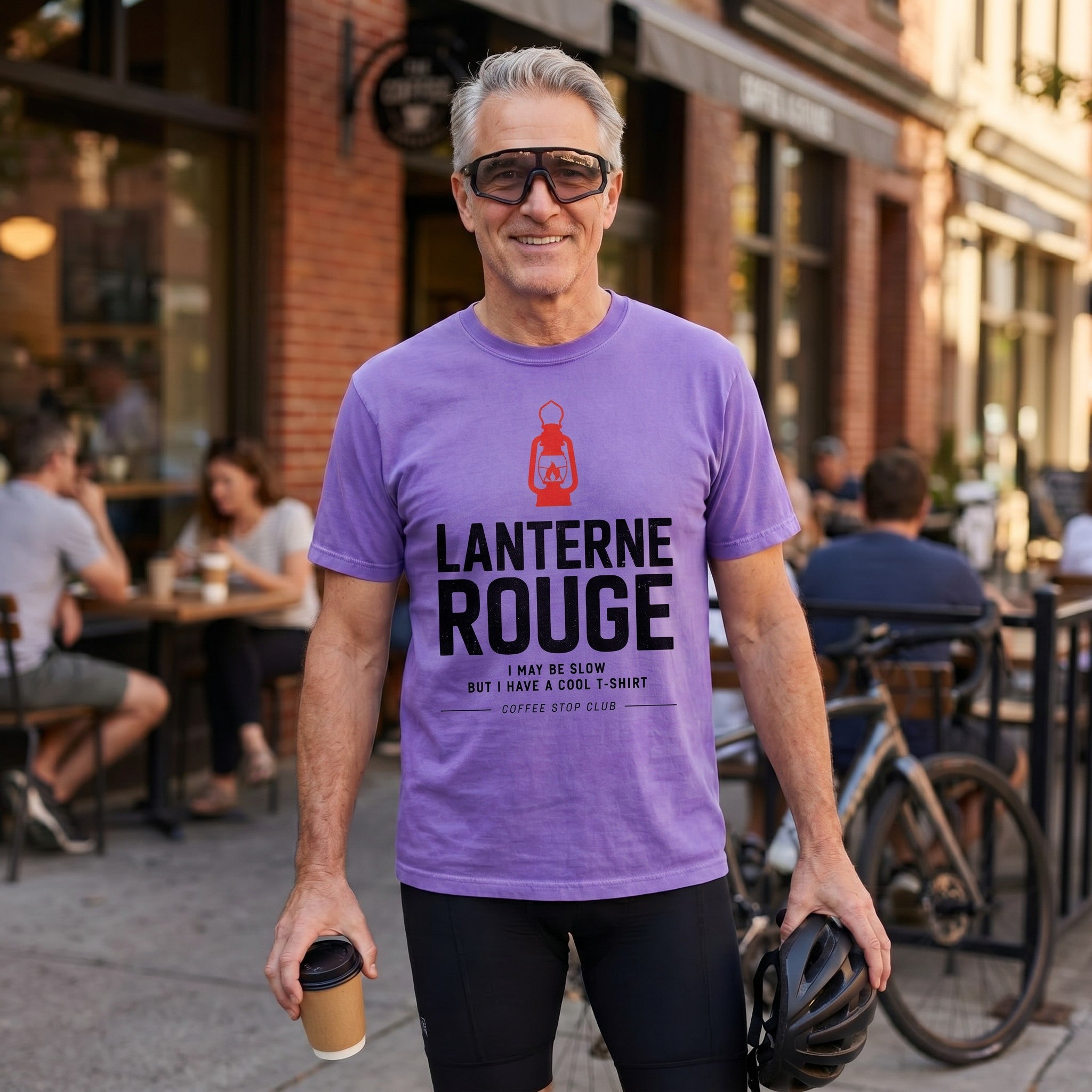 I May Be Slow Cyclist T-Shirt — Violet lifestyle