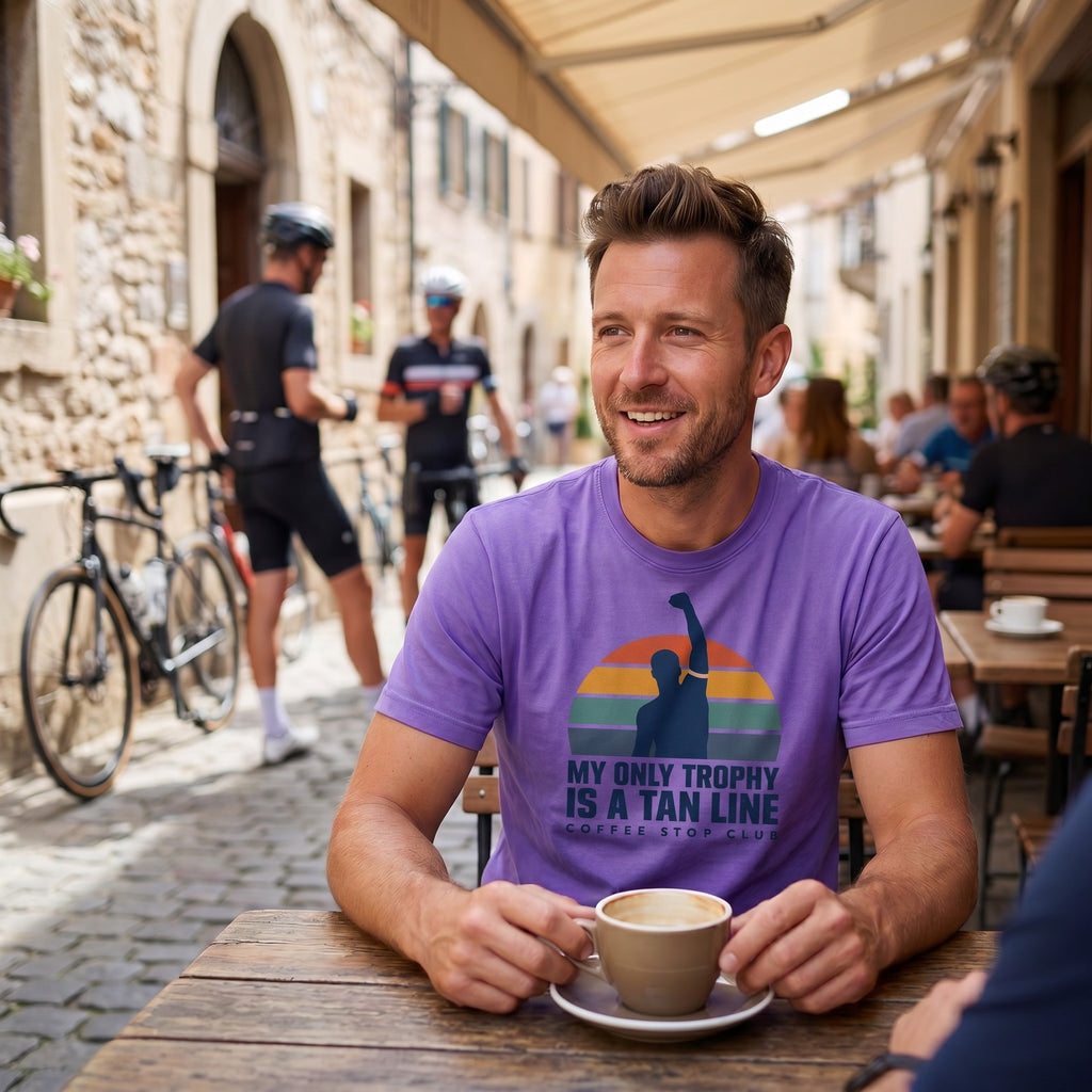 Tan Line Trophy Cycling T-Shirt — Violet lifestyle
