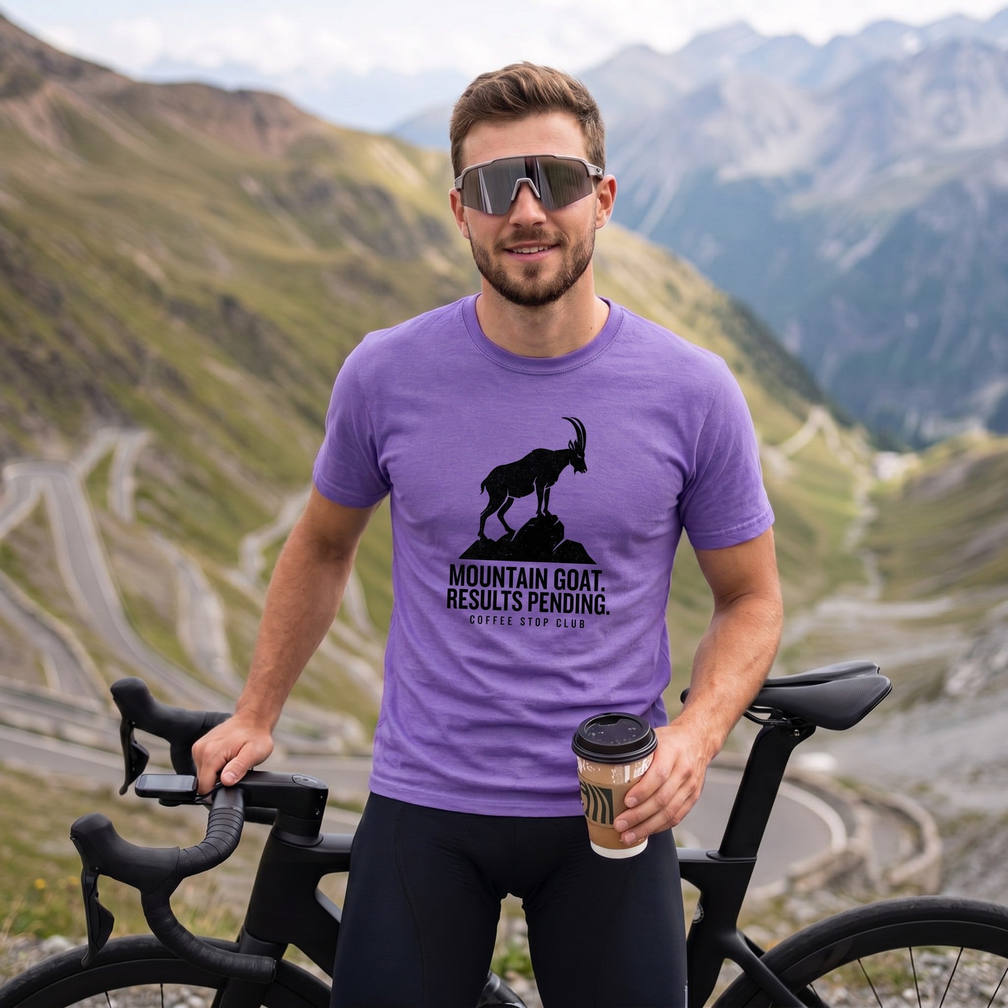 Mountain Goat Cycling T-Shirt — Violet lifestyle