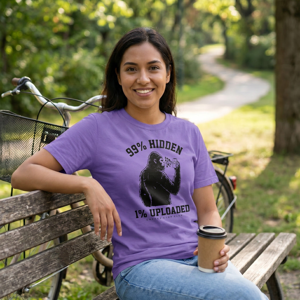 99% Hidden 1% Uploaded Cycling T-Shirt — Violet lifestyle