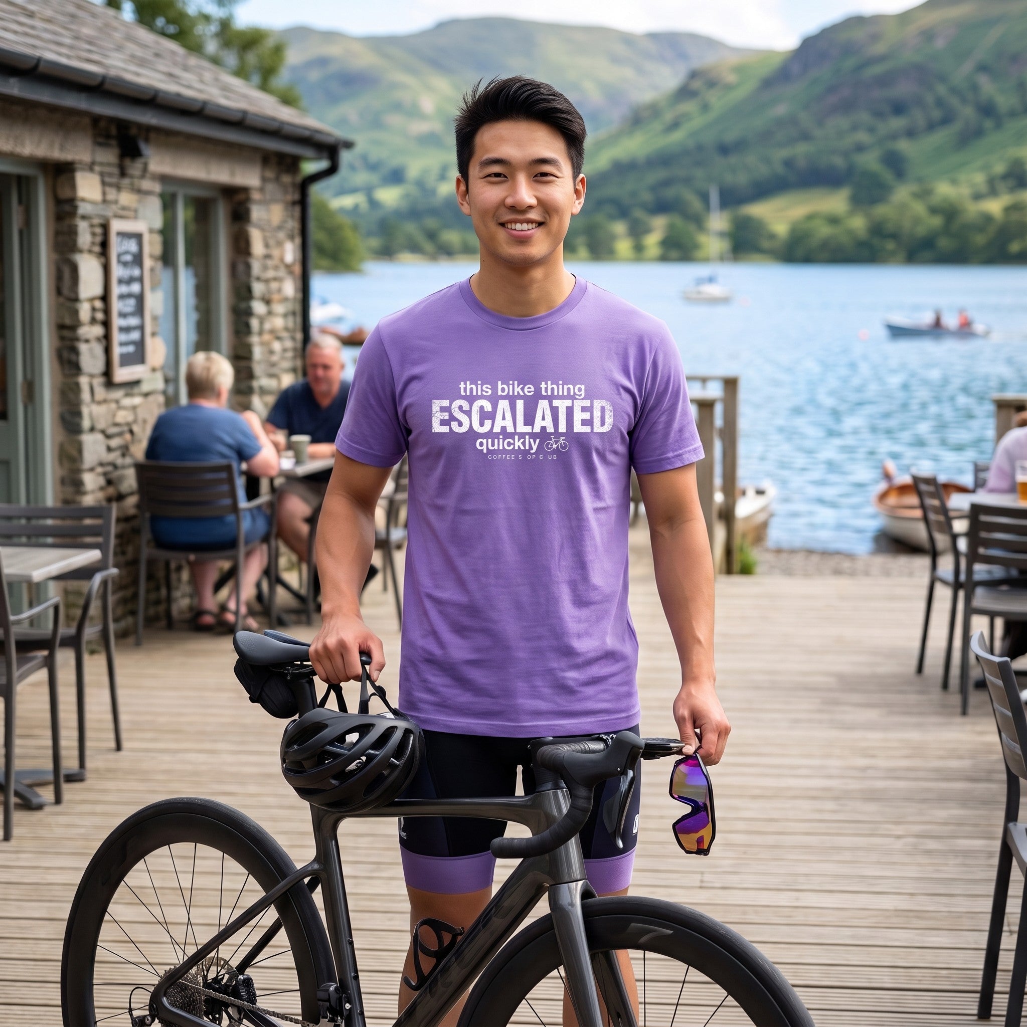 This Bike Thing Escalated T-Shirt — Violet lifestyle
