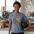 Never Pass a Café T‑Shirt — Washed Denim lifestyle