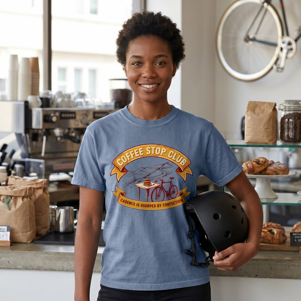 Cadence Confection Cycling T‑Shirt — Washed Denim lifestyle