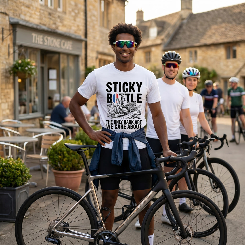 Sticky Bottle TdF Cycling T-Shirt — White lifestyle
