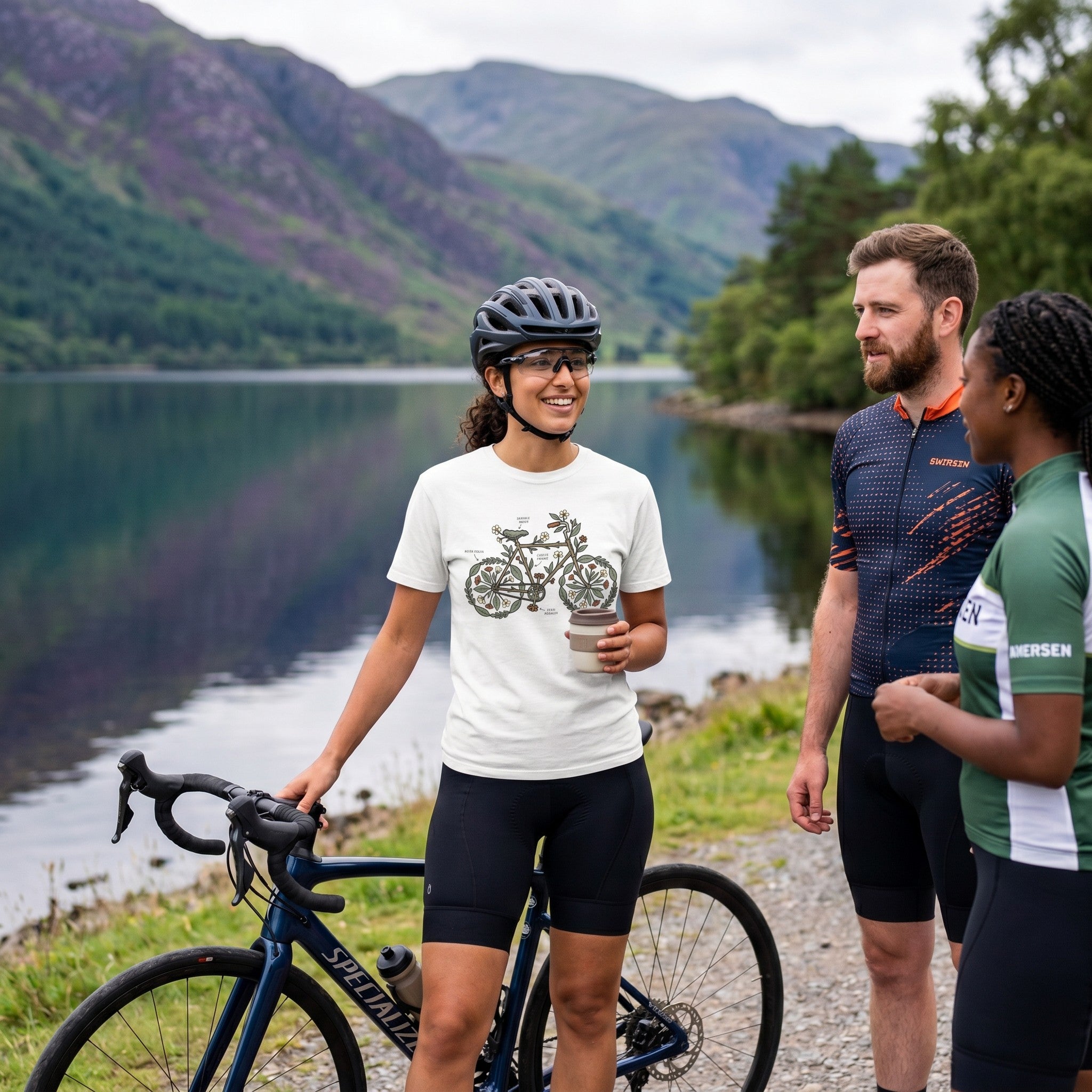 Wild Road Cyclist T-Shirt — White lifestyle