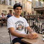 Self-Deprecating Cyclist T-Shirt — White lifestyle