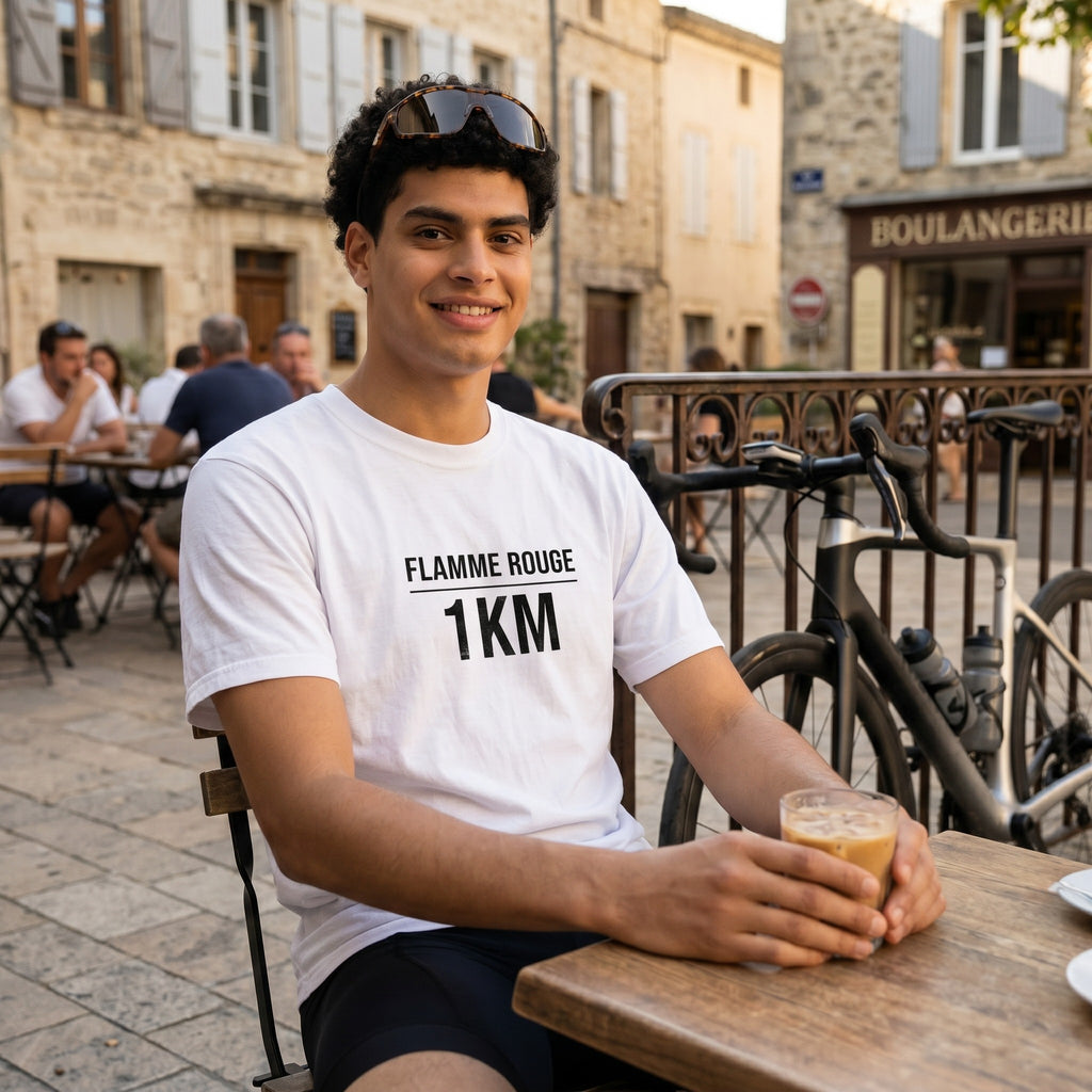 Flamme Rouge 1Km T-Shirt — White lifestyle