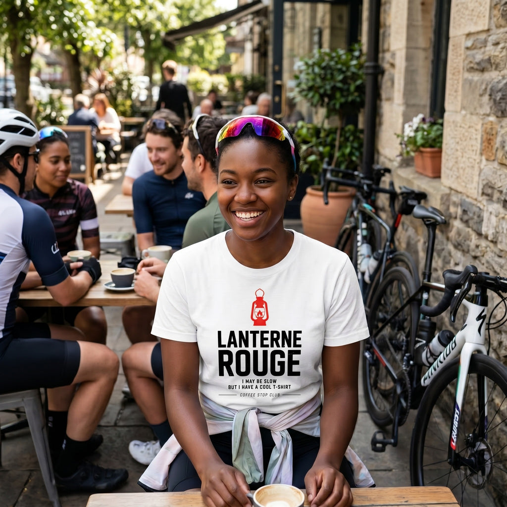 I May Be Slow Cyclist T-Shirt — White lifestyle