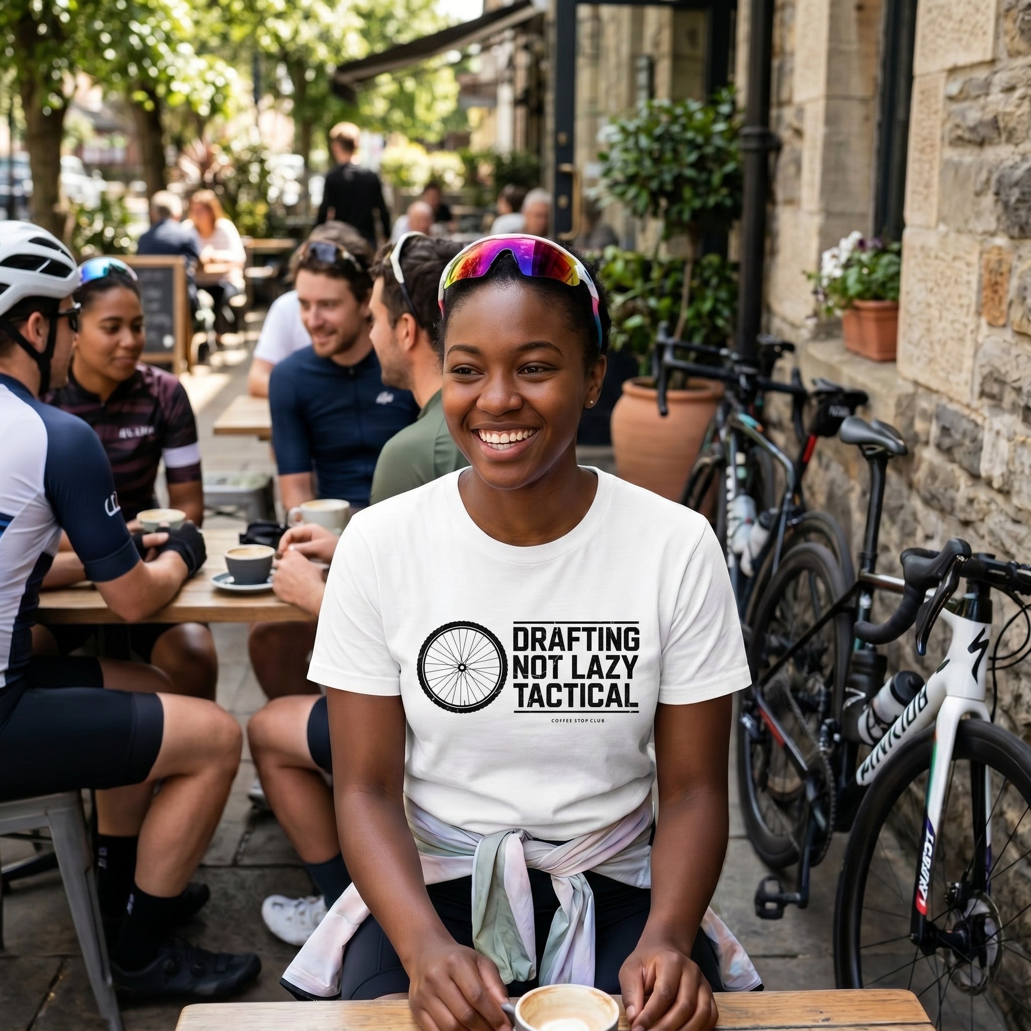 Drafting Not Lazy T-Shirt — White lifestyle
