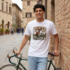 Beater Bike Comic T‑Shirt — White lifestyle