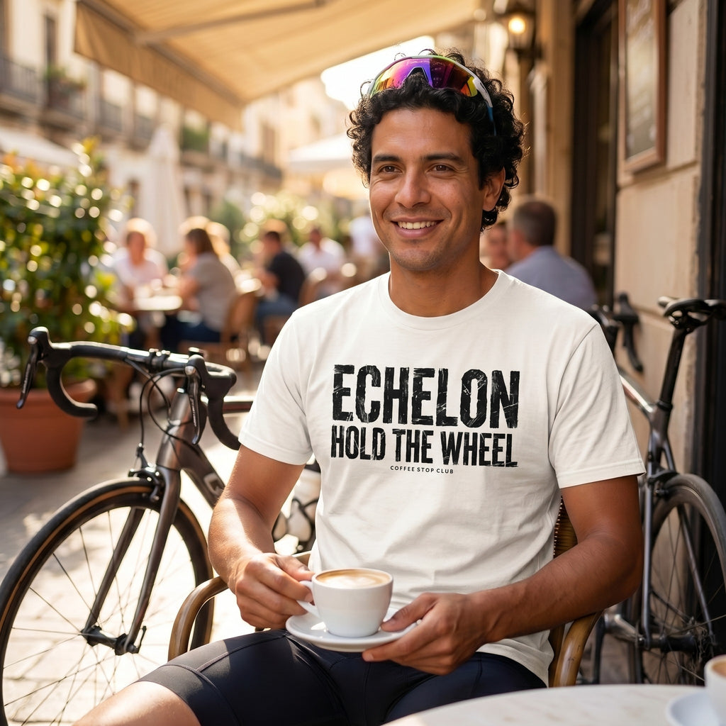 Echelon Hold the Wheel Tour T-Shirt — White lifestyle