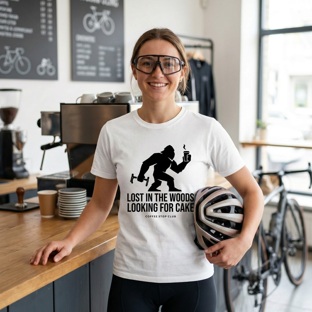 Lost in the Woods Bigfoot T‑Shirt — White lifestyle