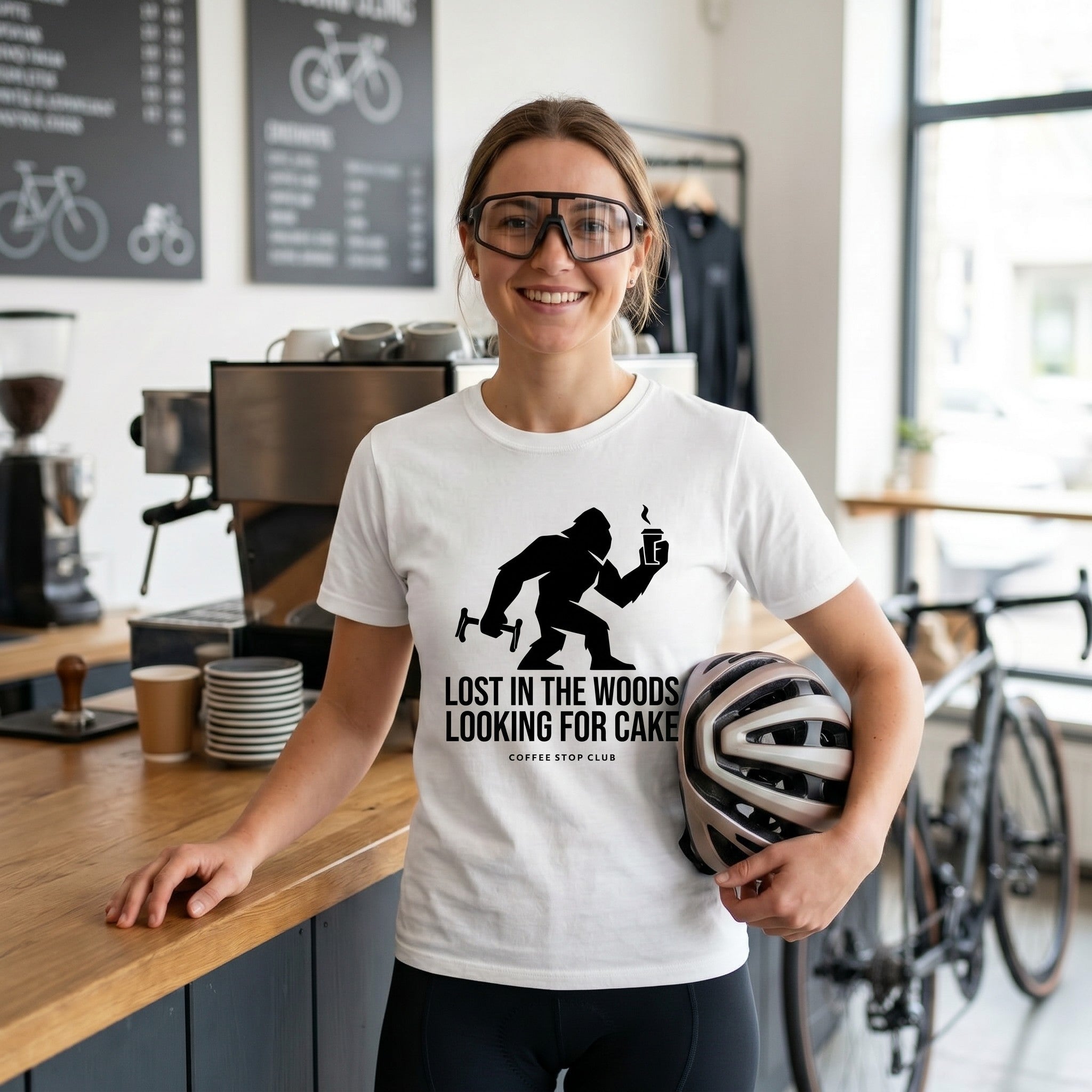 Lost in the Woods Bigfoot T‑Shirt — White lifestyle