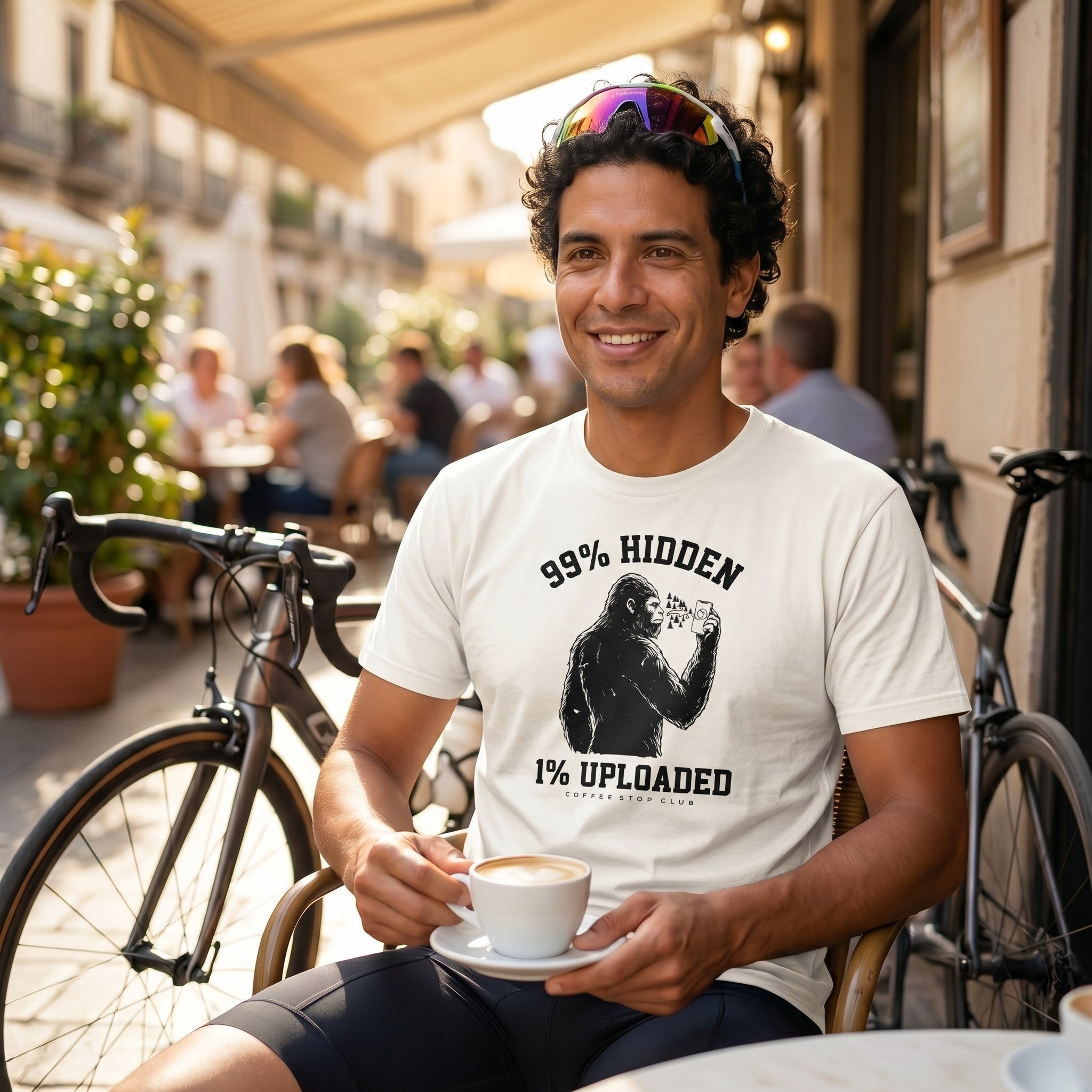 Sasquatch Hidden Cycling T-Shirt — White lifestyle