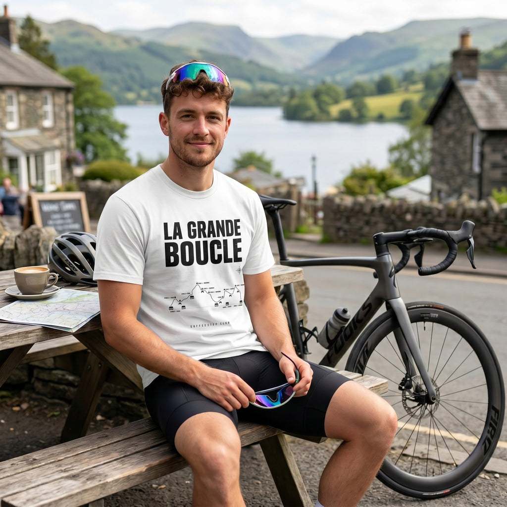 Grande Boucle TdF Cycling T-Shirt — White lifestyle