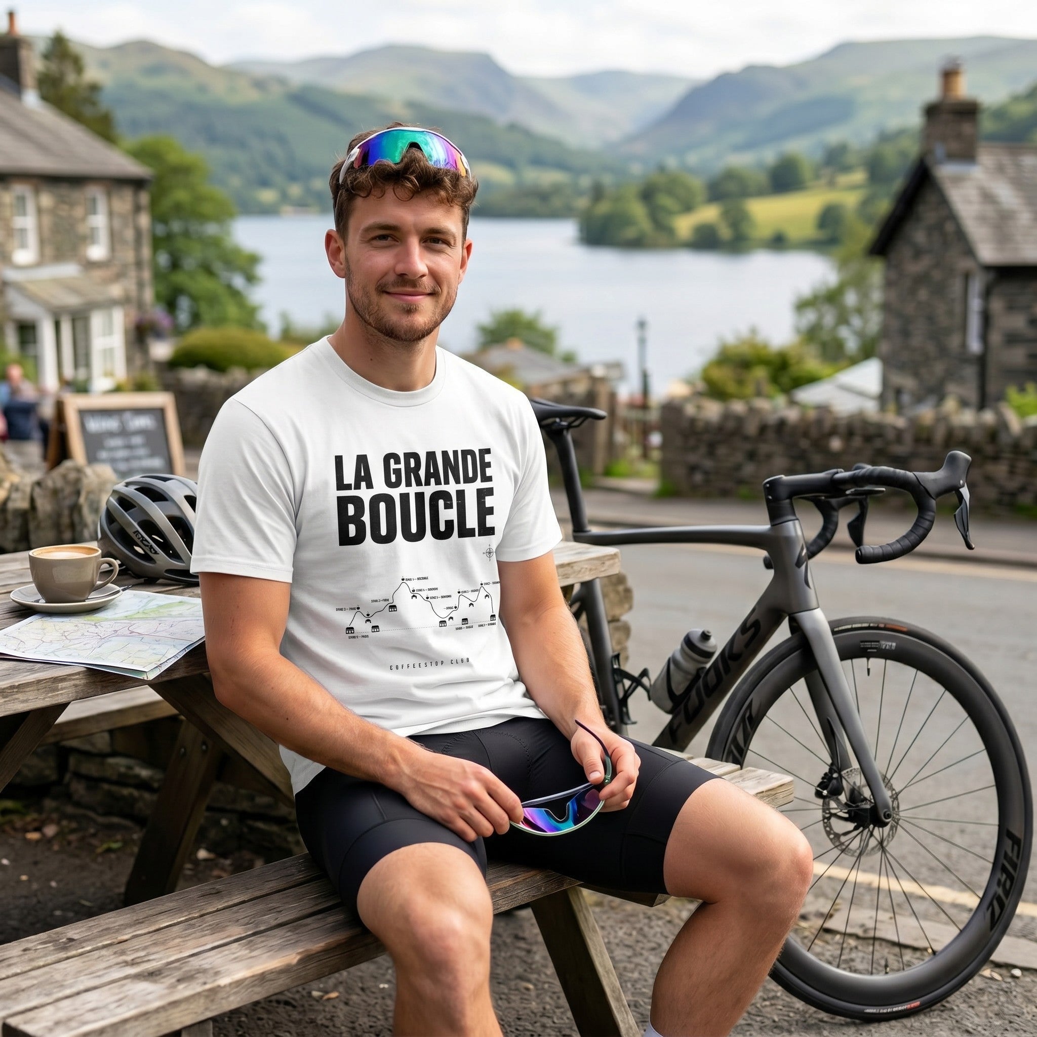 Grande Boucle TdF Cycling T-Shirt — White lifestyle