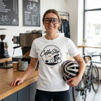 Good Coffee Stop Club T‑Shirt — White lifestyle