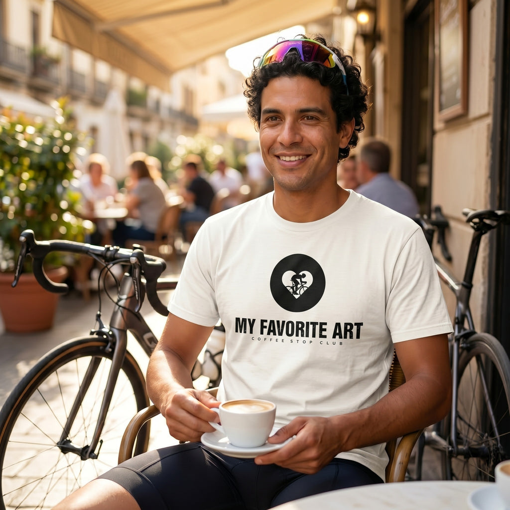 Latté Art Cycling T-Shirt — White lifestyle