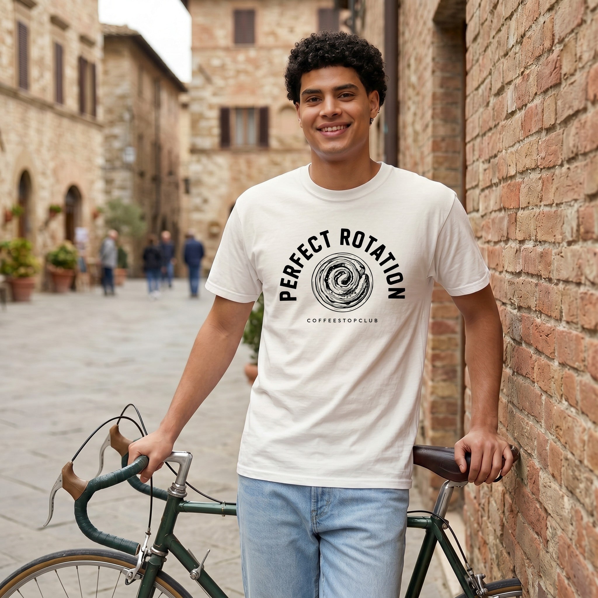 Perfect Rotation Cycling T-Shirt — White lifestyle