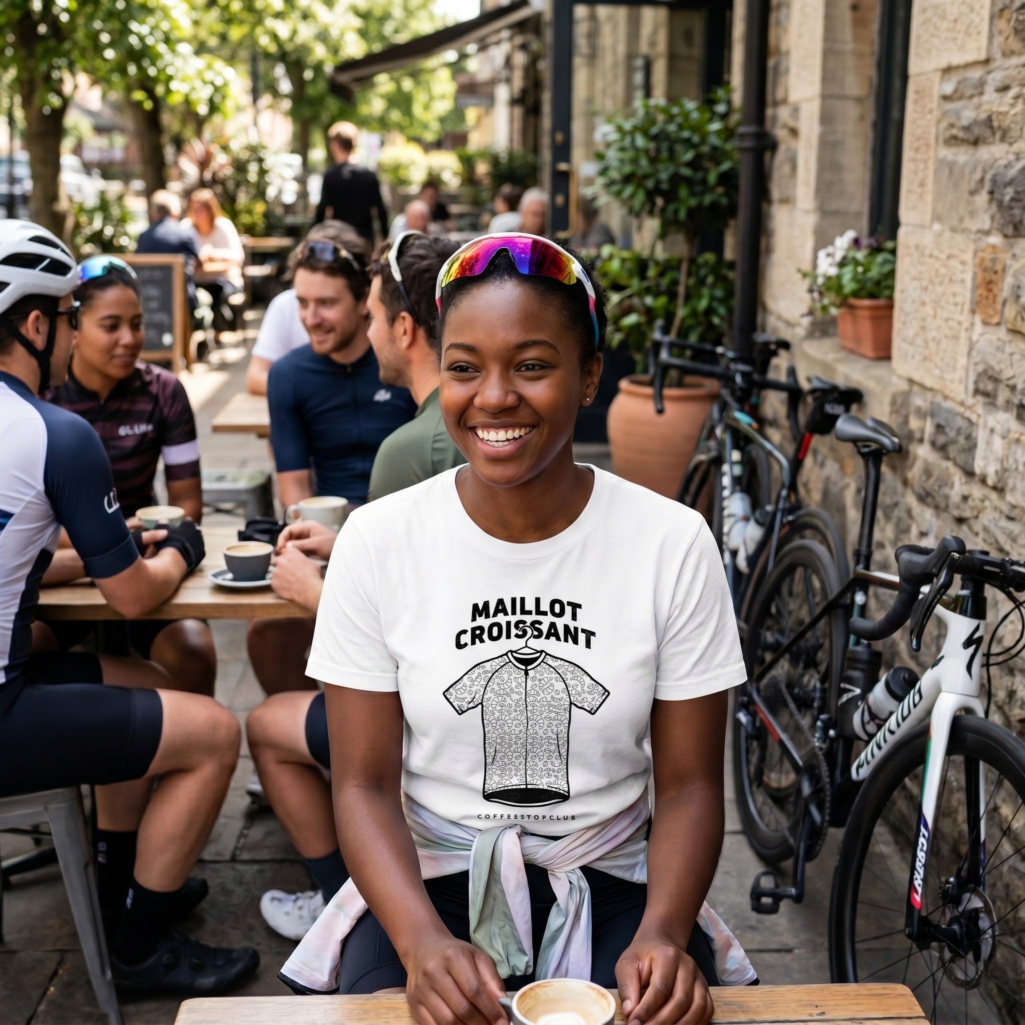 Maillot Croissant Cyclist T-Shirt — White lifestyle
