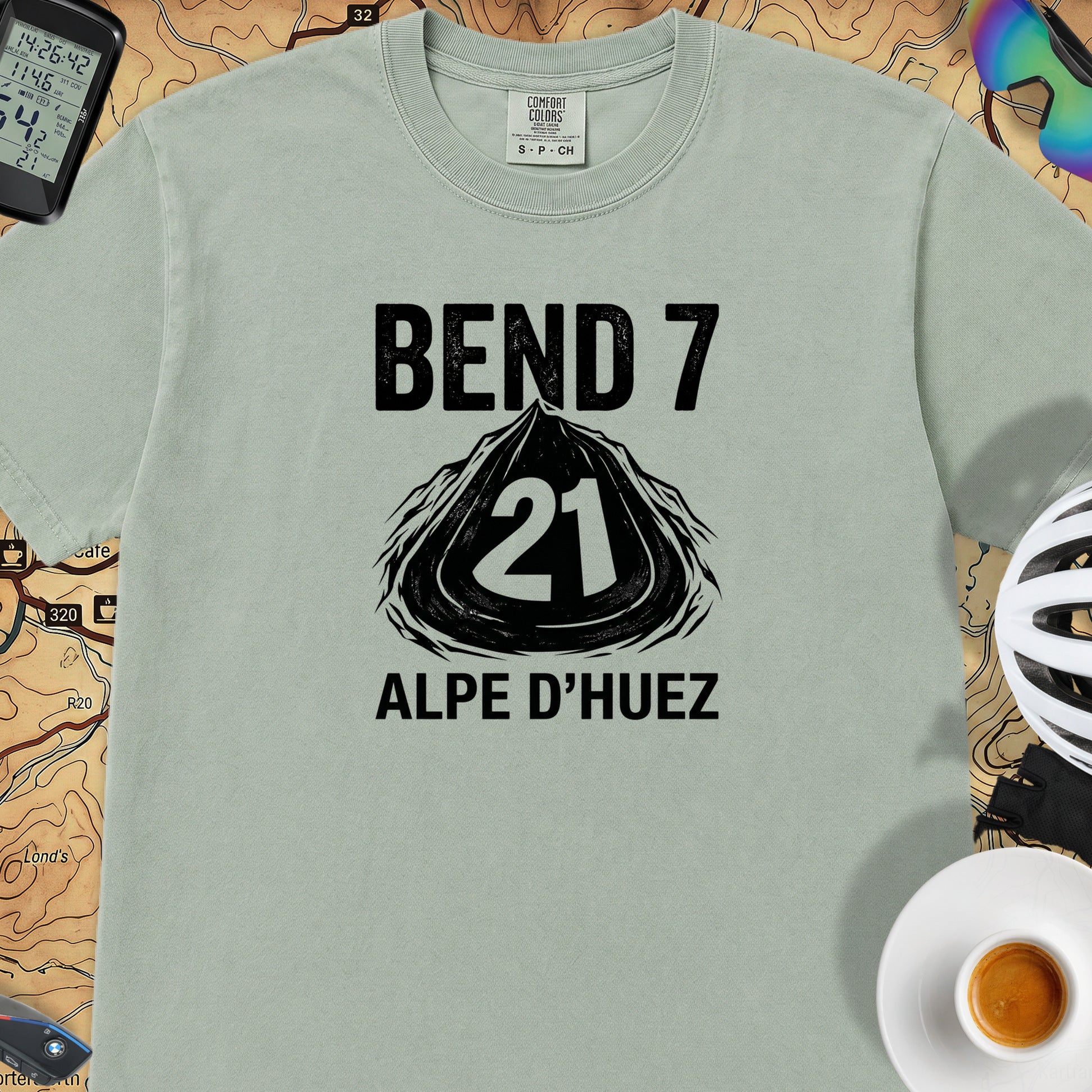 Bend 7 Alpe d'Huez Cyclist T-Shirt — Bay