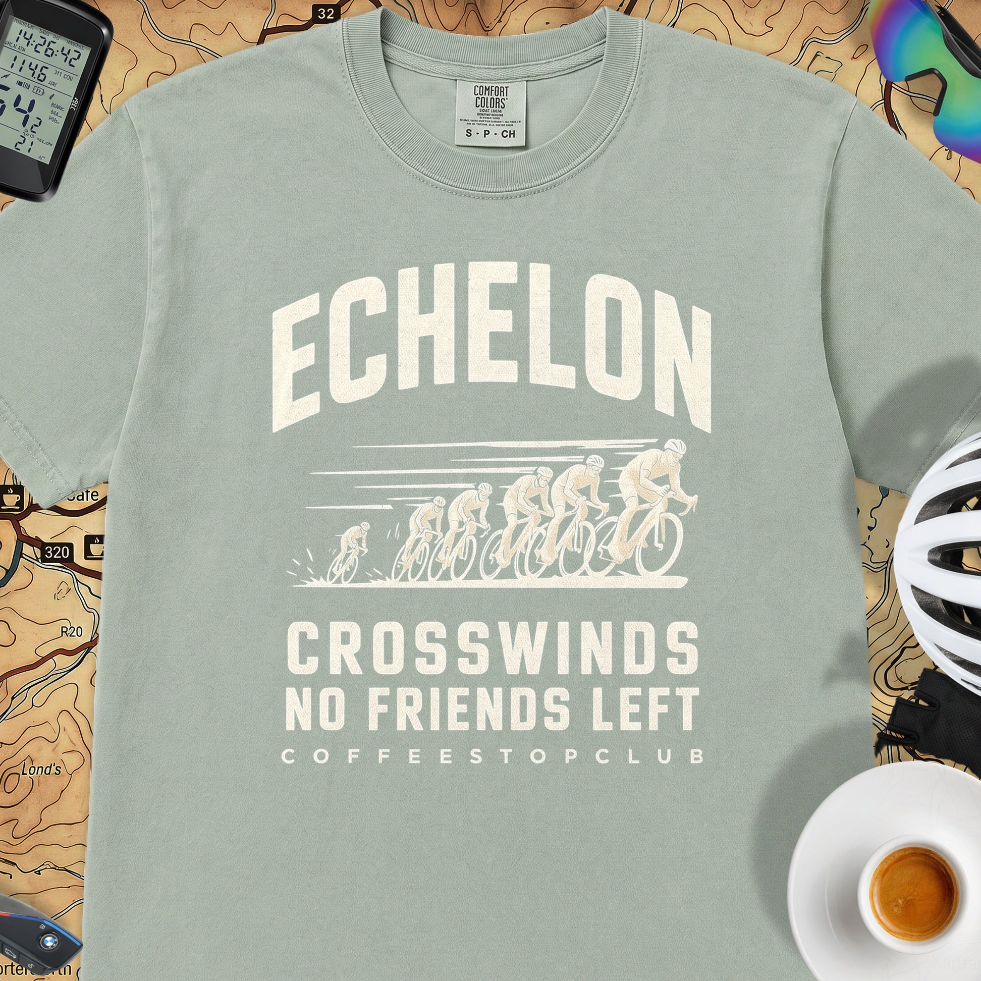 Crosswinds & No Friends Cycling T-Shirt — Bay