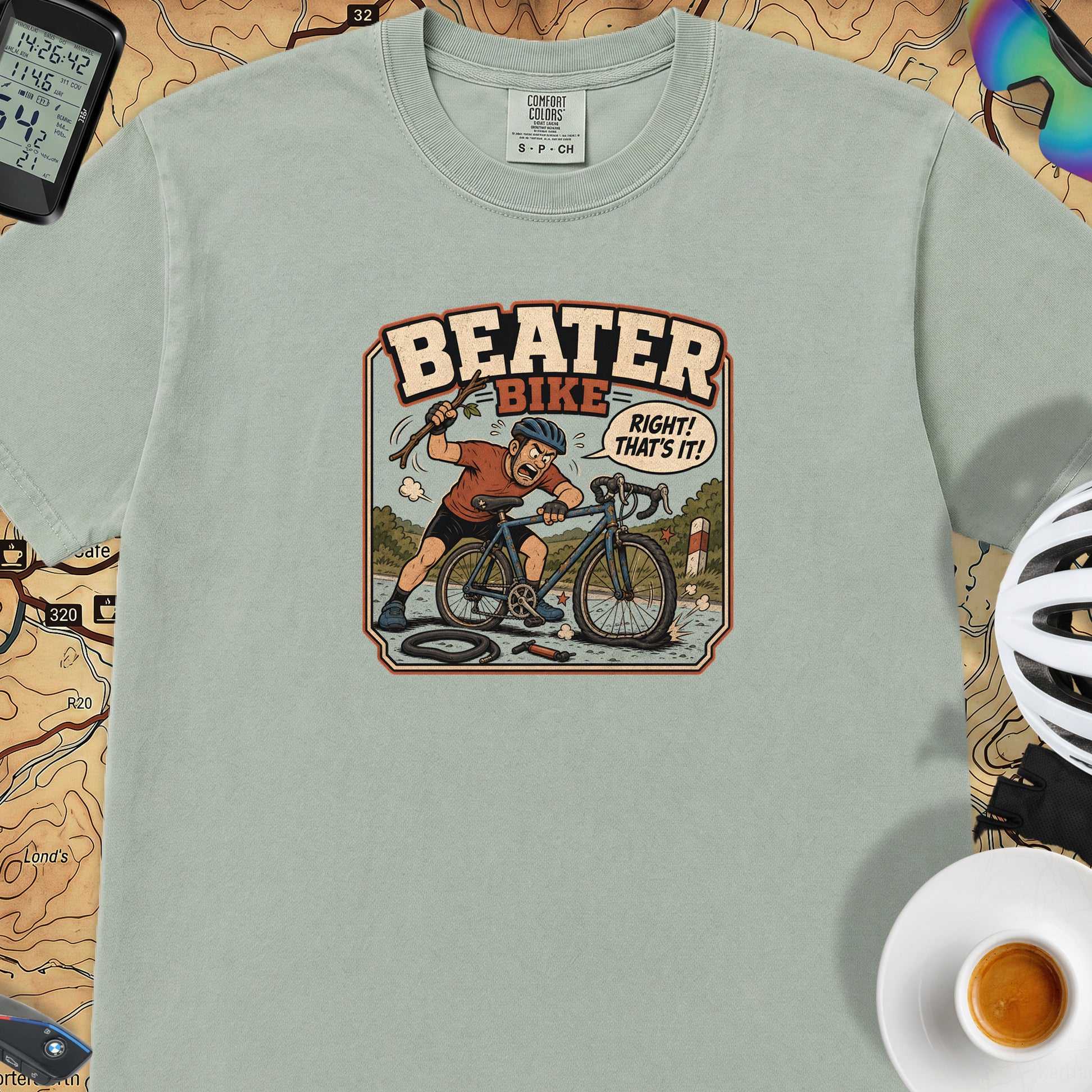 Beater Bike Comic T‑Shirt — Bay