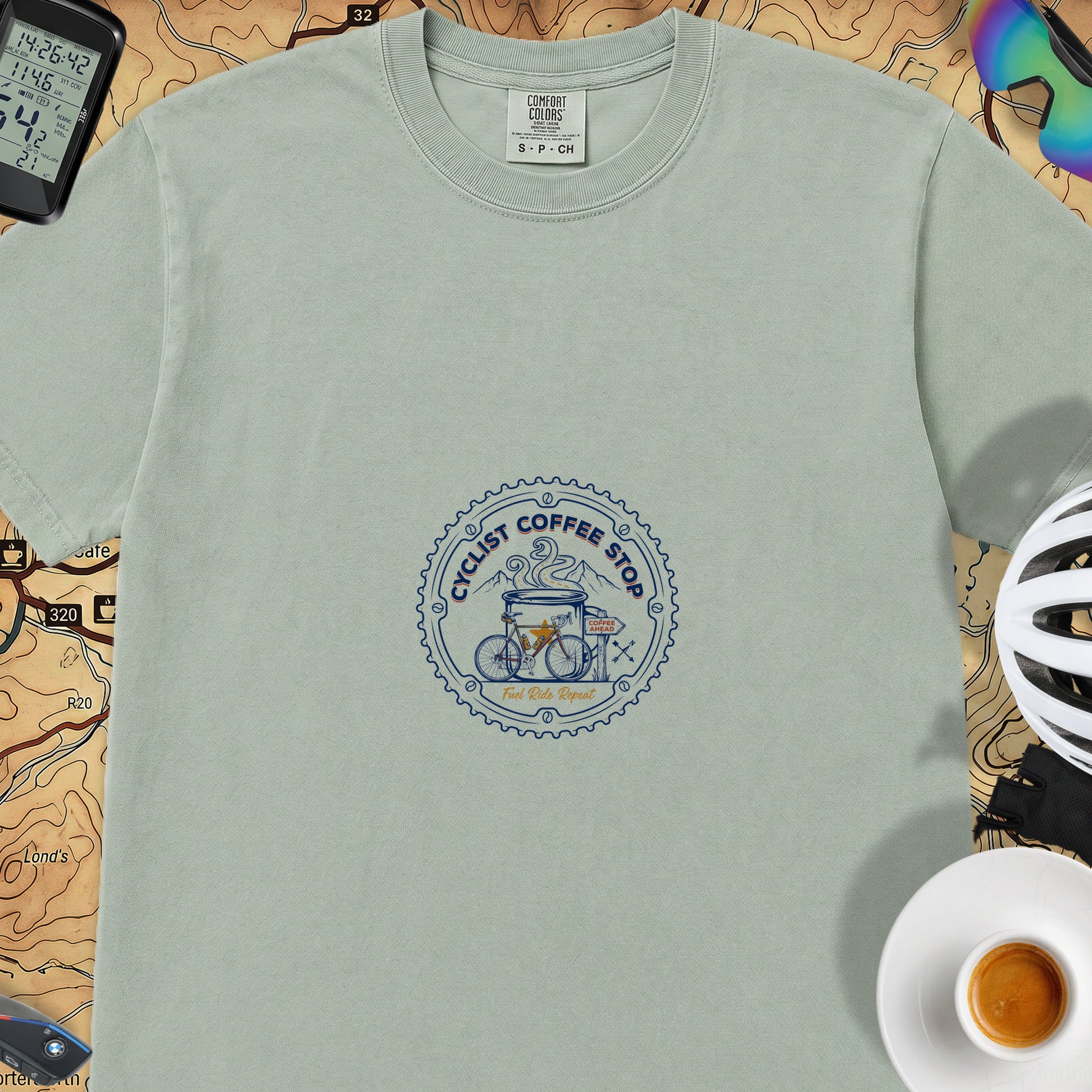 Cyclist Coffee Shop T-Shirt — Bay