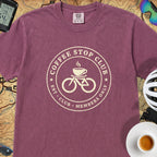 Coffee Stop Club Bike T-Shirt — Berry