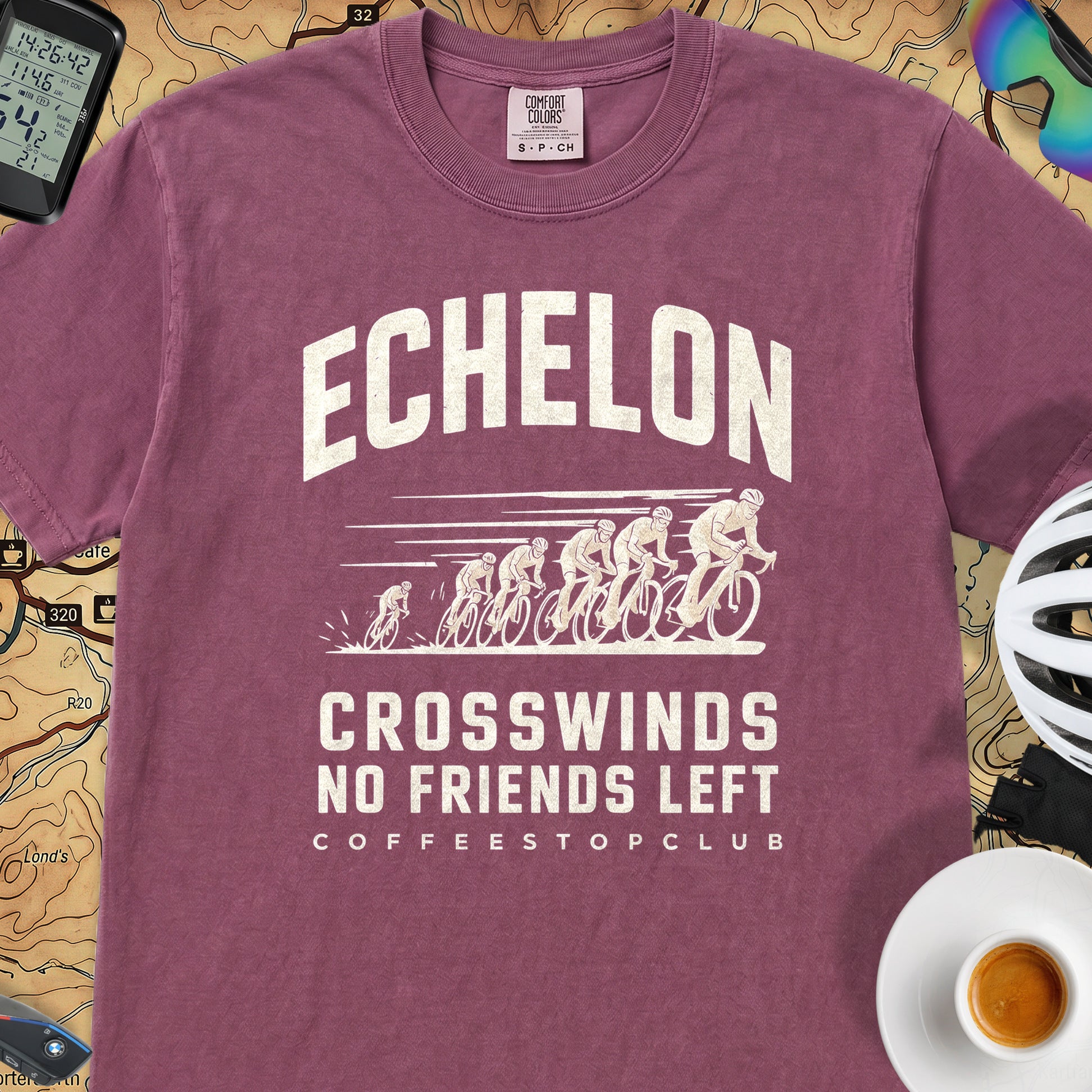 Crosswinds & No Friends Cycling T-Shirt — Berry