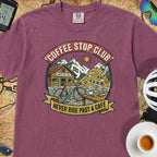 Never Pass a Café T‑Shirt — Berry