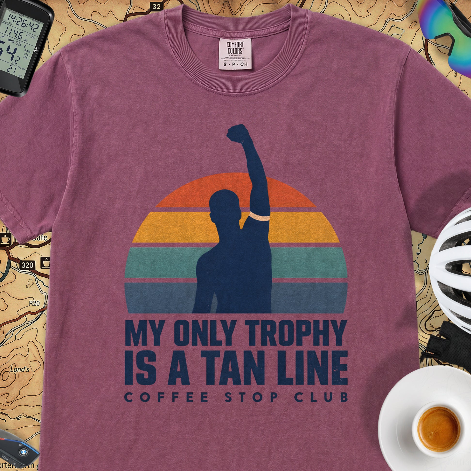 Tan Line Trophy Cycling T-Shirt — Berry