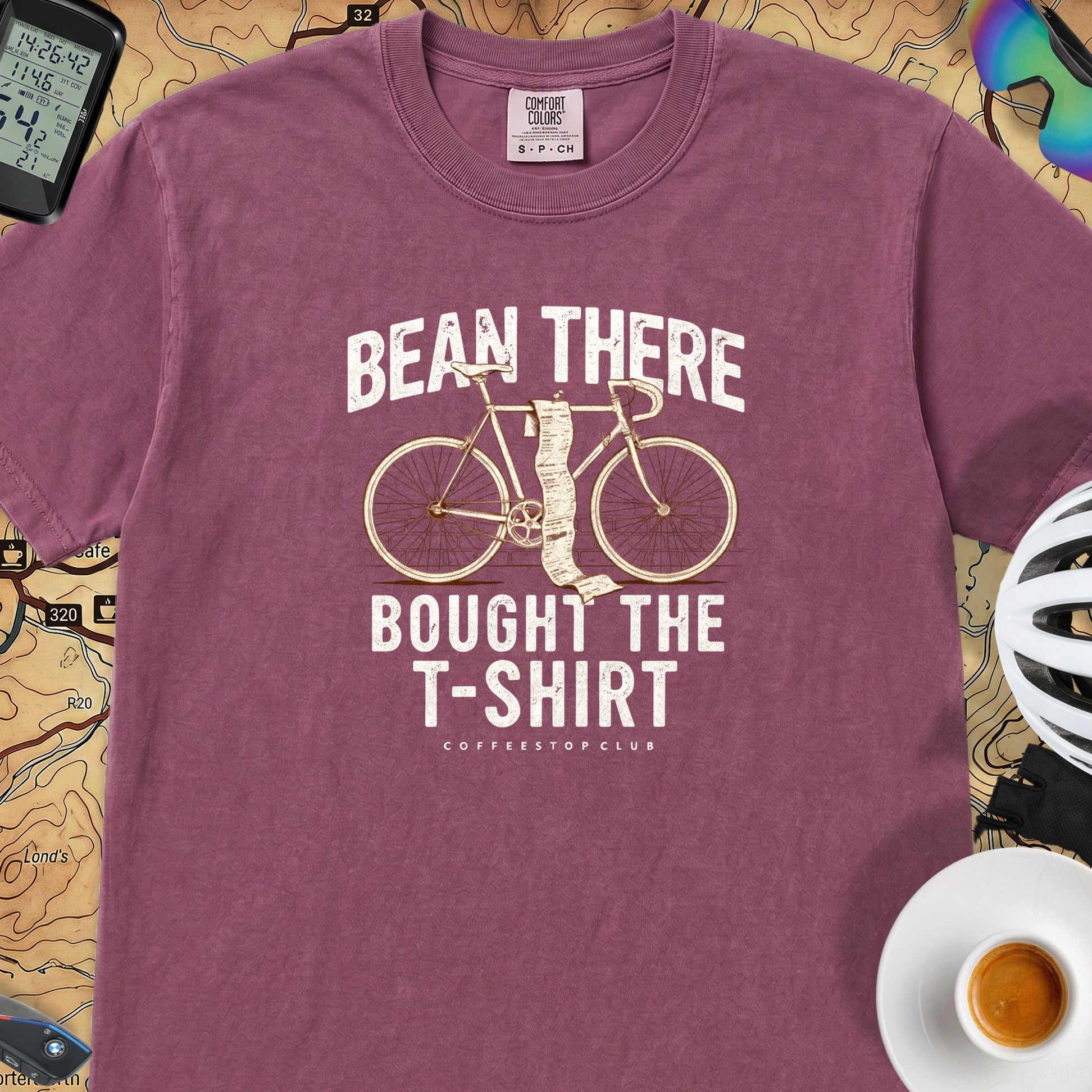 Bean There Cycling T-Shirt — Berry