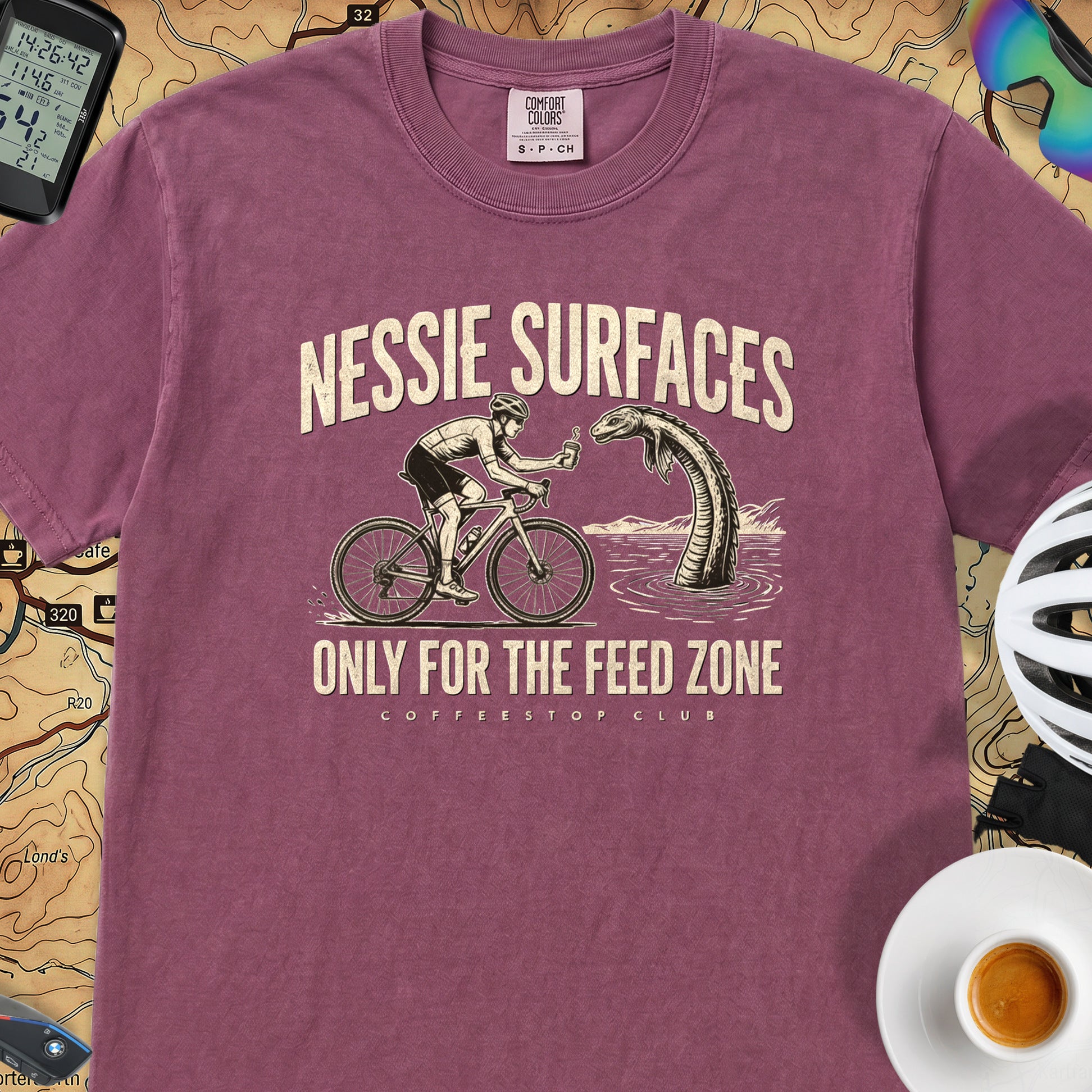 Nessie Surfaces Cycling T-Shirt — Berry