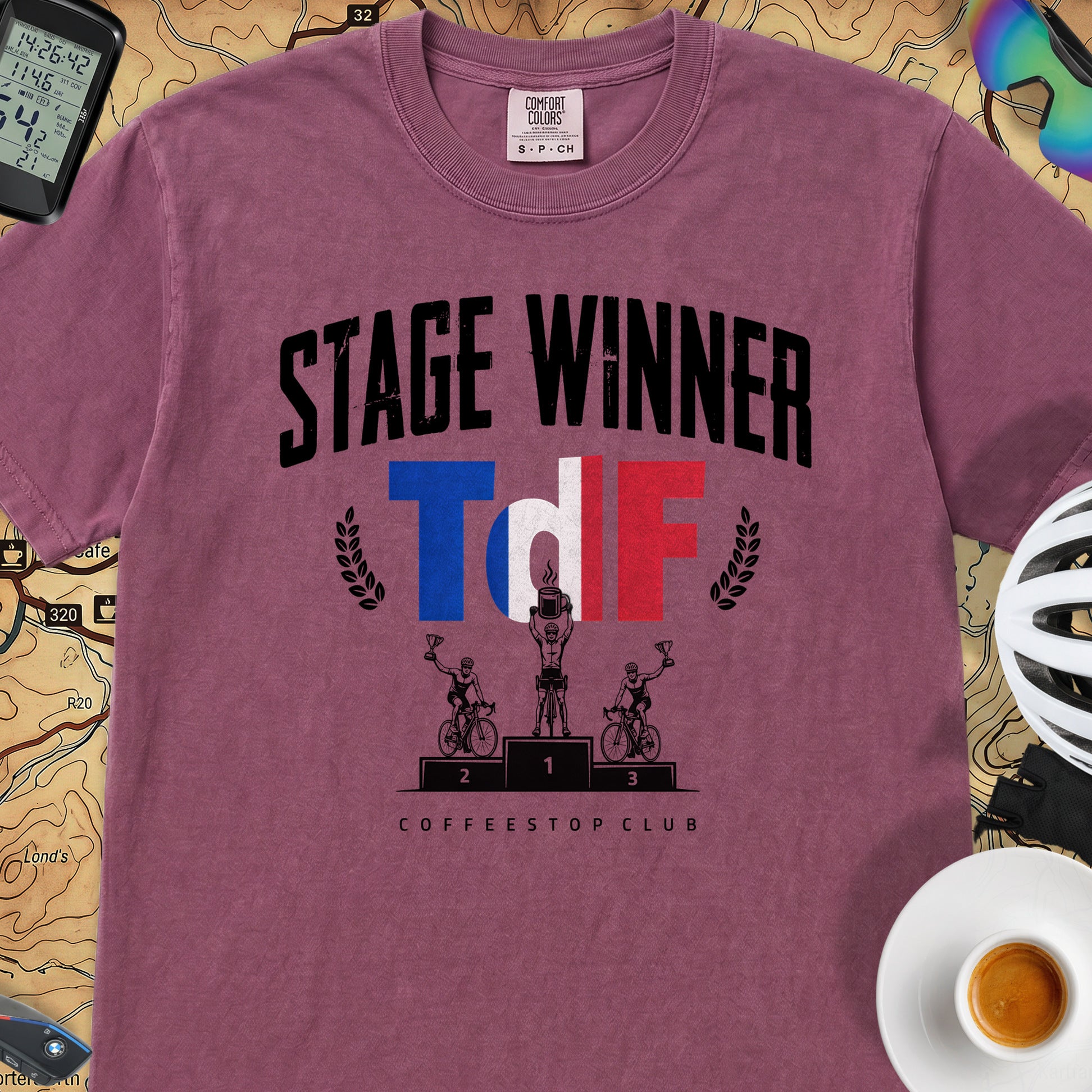 Stage Winner TdF Cycling T-Shirt — Berry