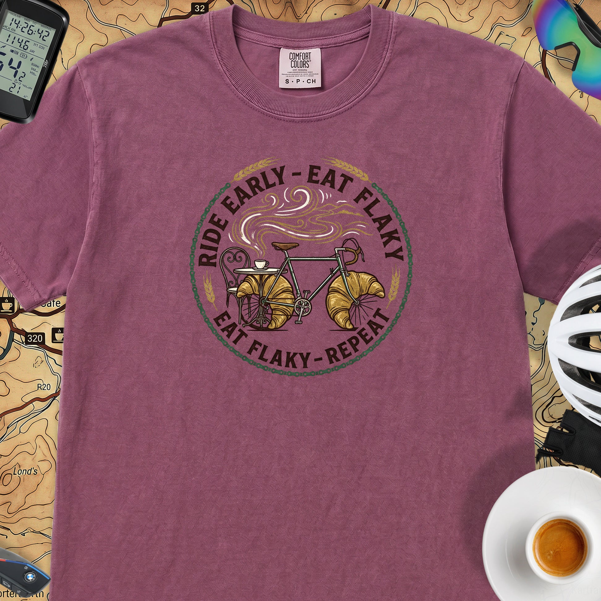 Ride Early Eat Flaky T-Shirt — Berry