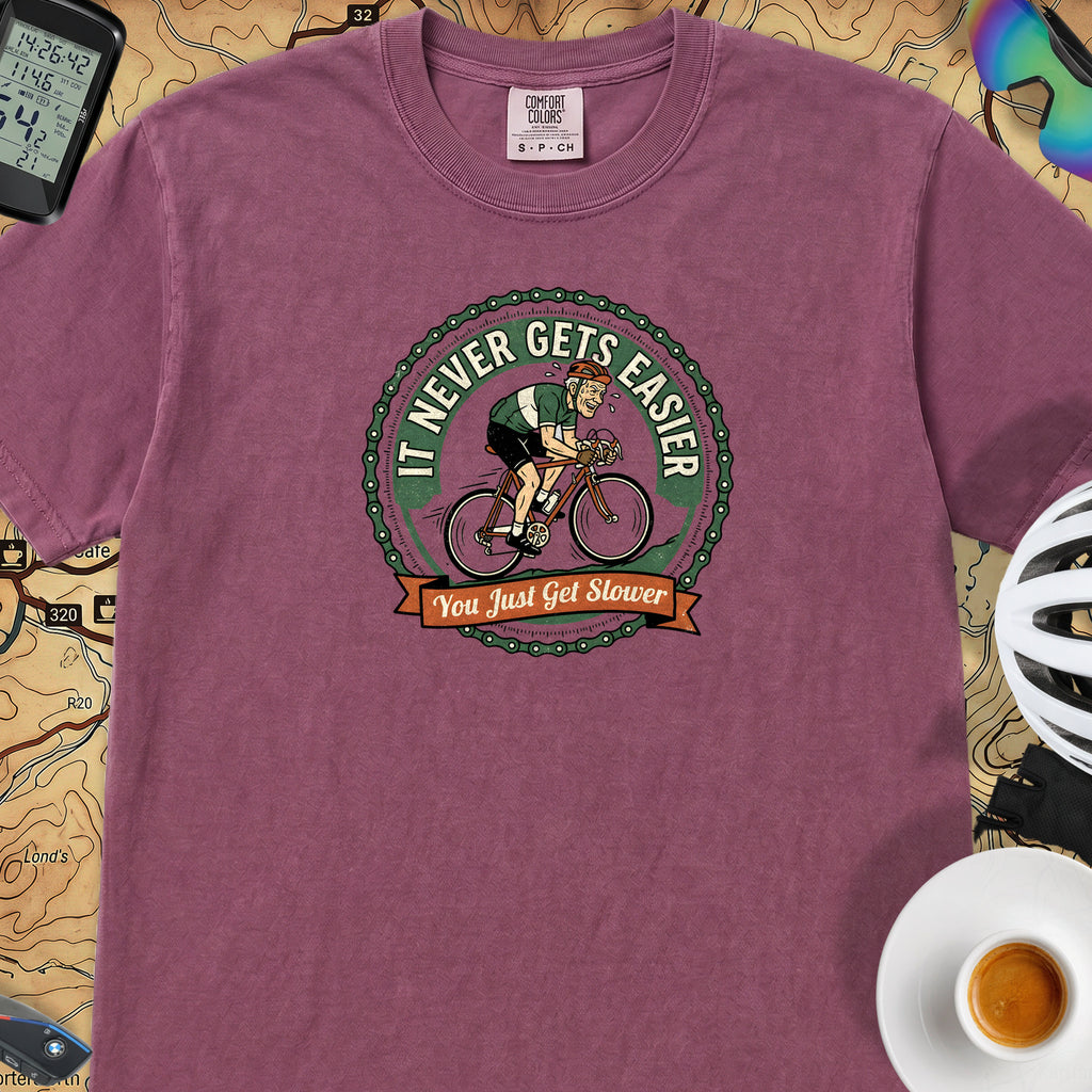 Never Gets Easier T-Shirt — Berry