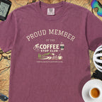  Proud Member Coffee Stop Club T-Shirt — Berry