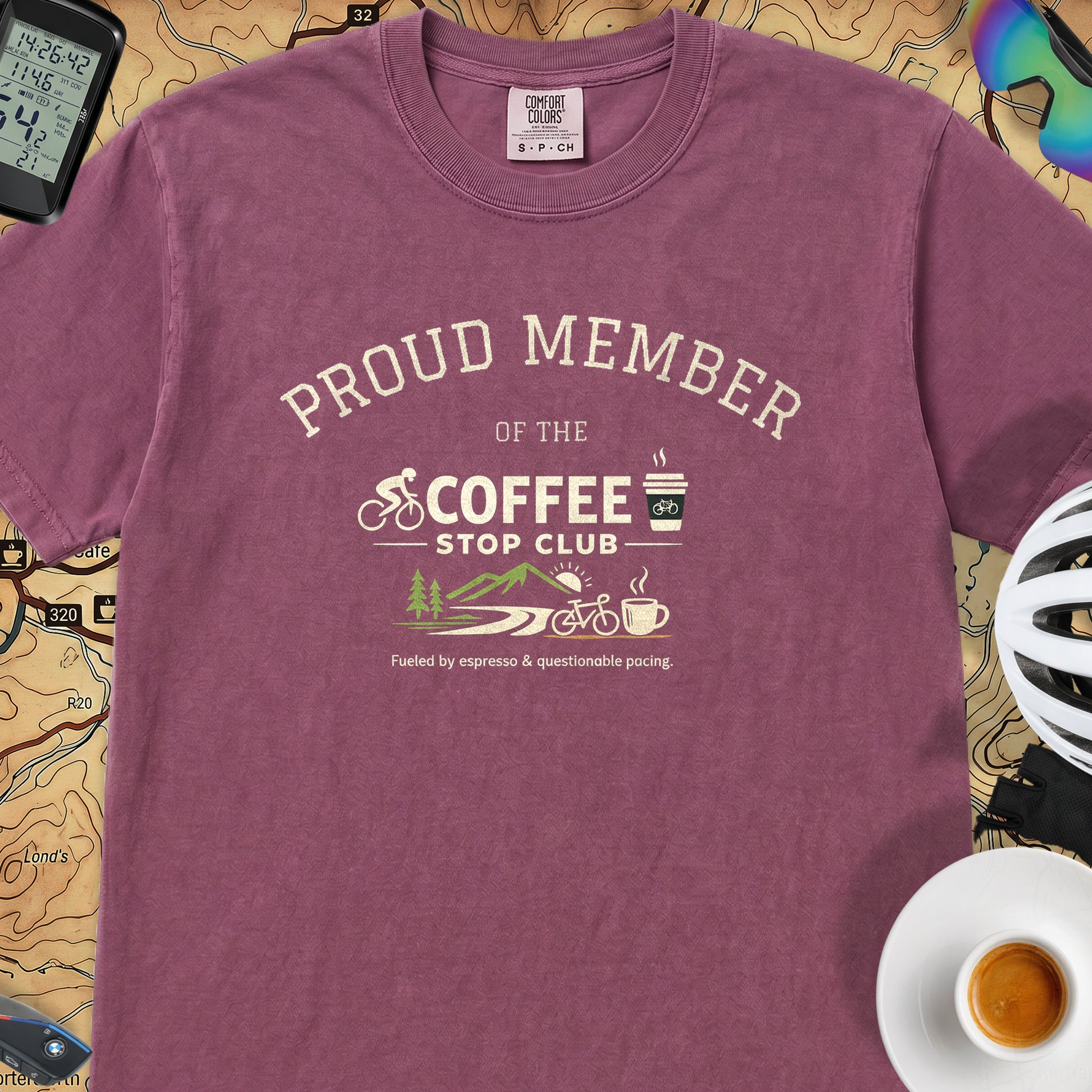 Proud Member Coffee Stop Club T-Shirt — Berry