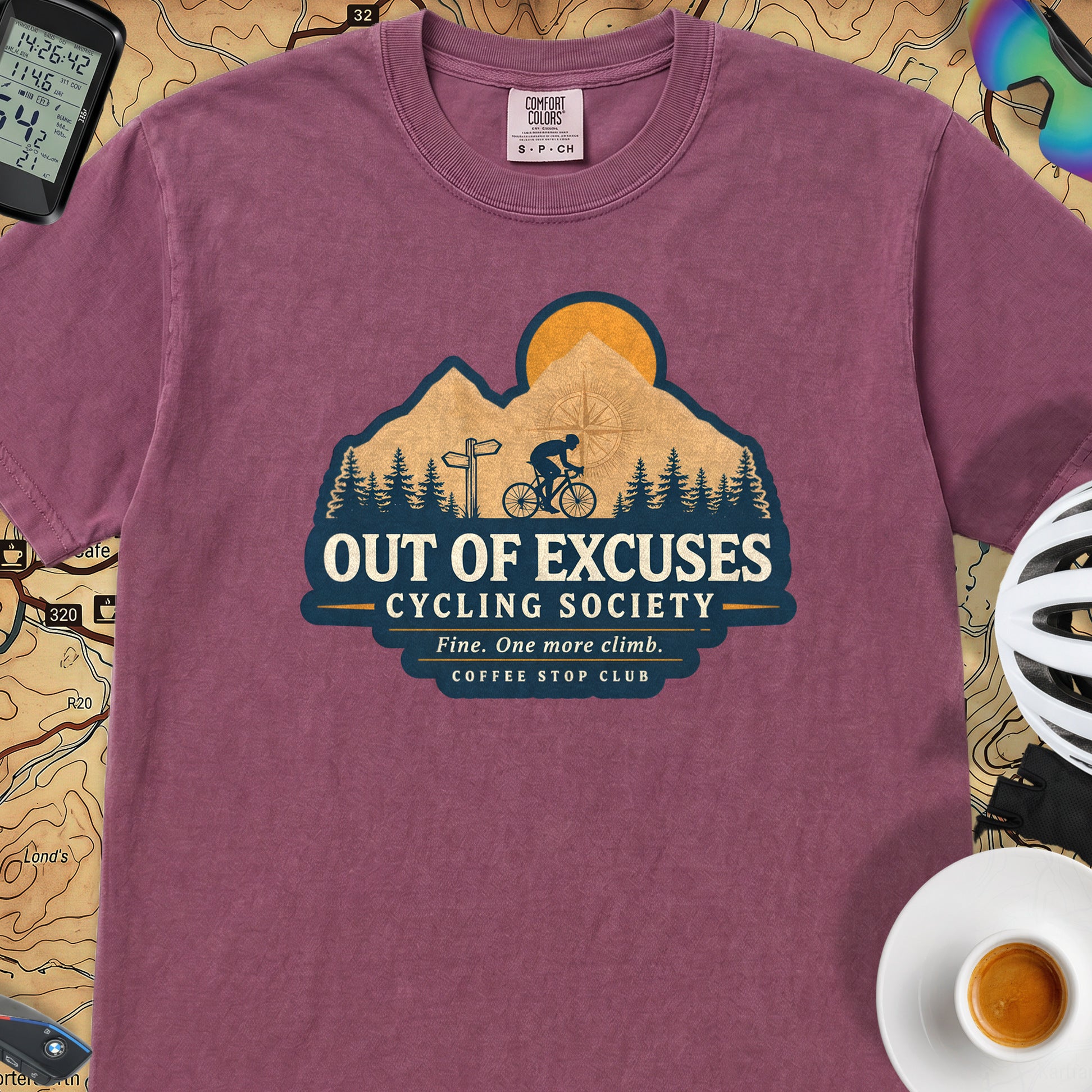 Out of Excuses Cyclist T-Shirt — Berry