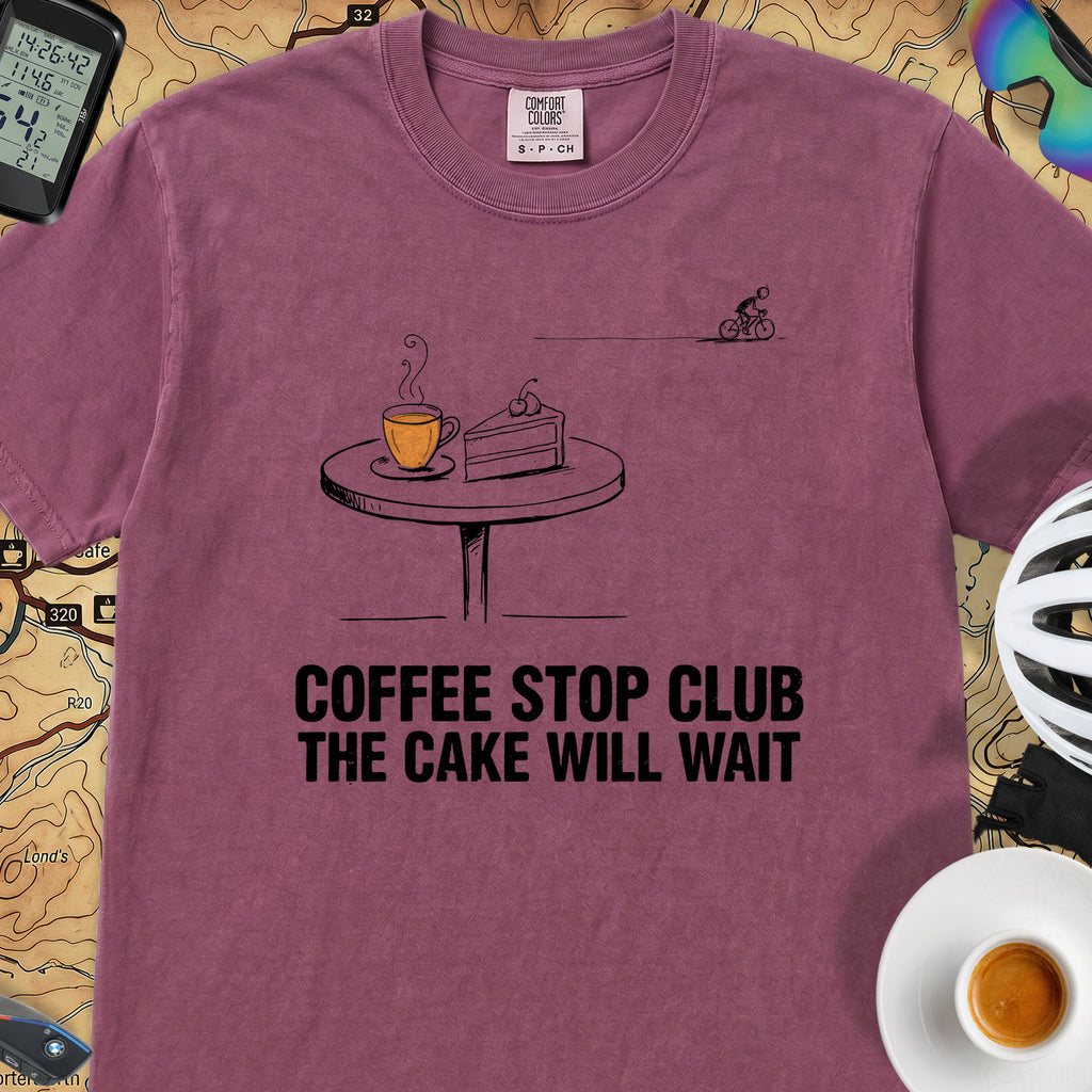 Cake Will Wait Cycling T-Shirt — Berry