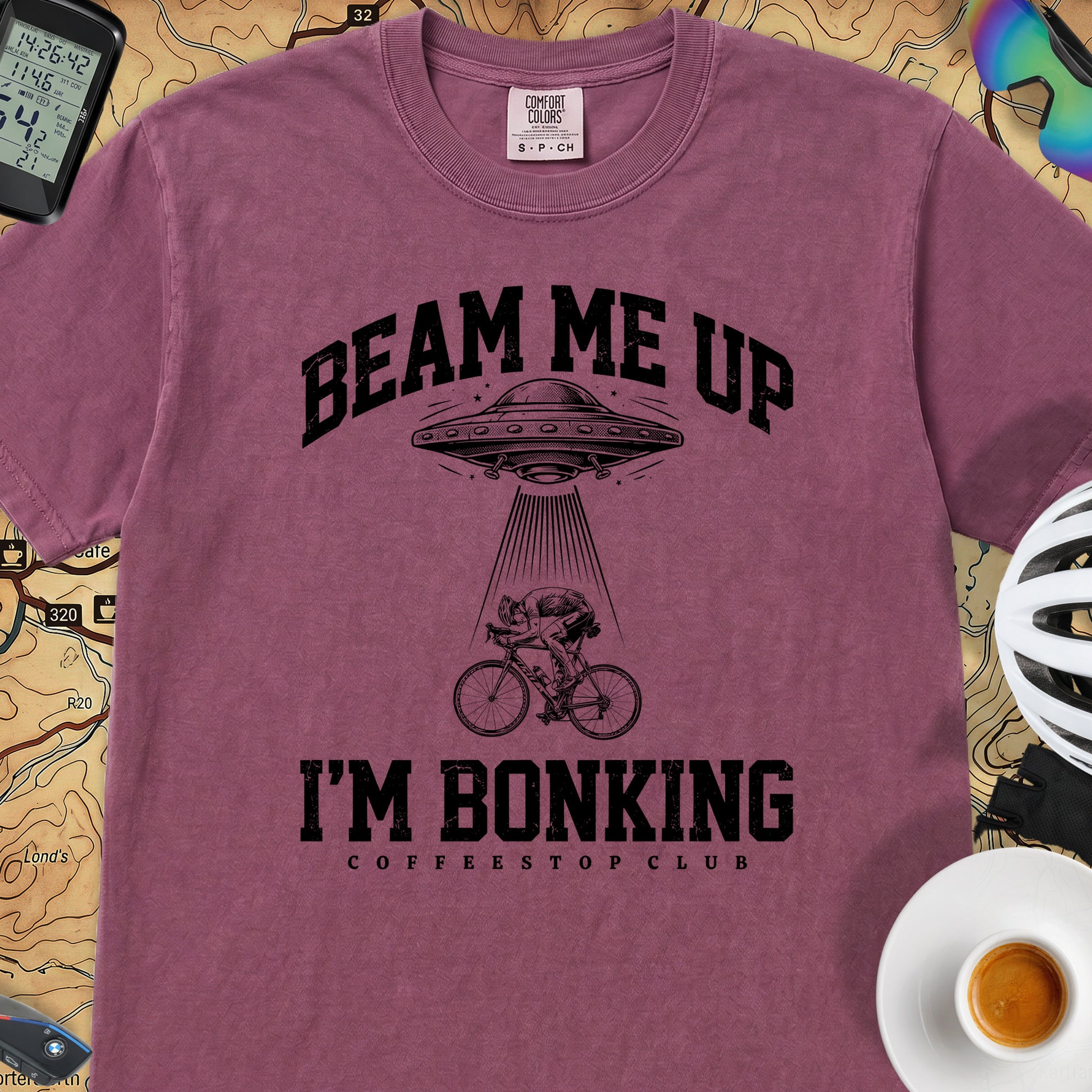 Beam Me Up Bonking Cycling T-Shirt — Berry